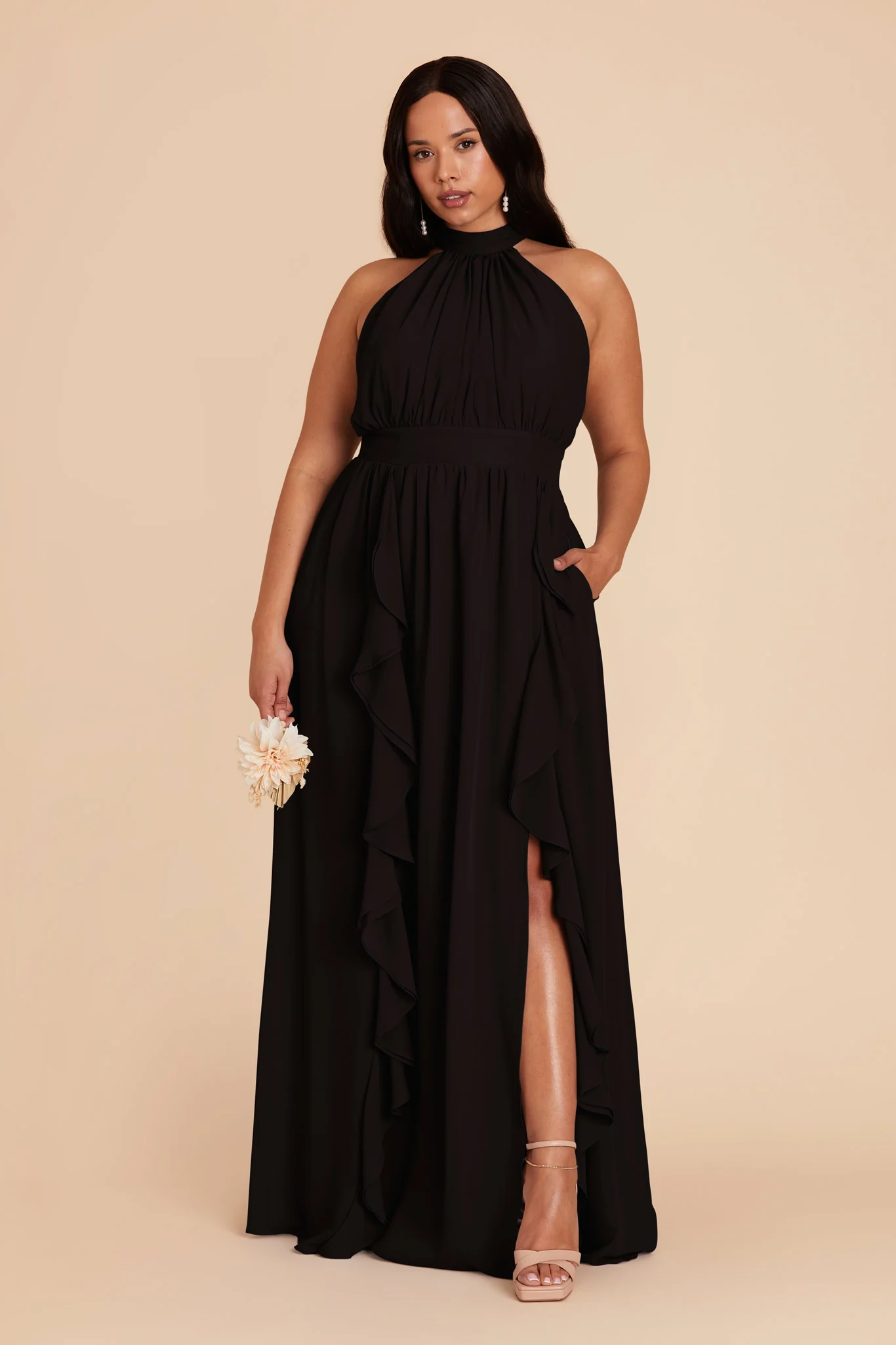 Joyce Chiffon Dress - Black - Image 9
