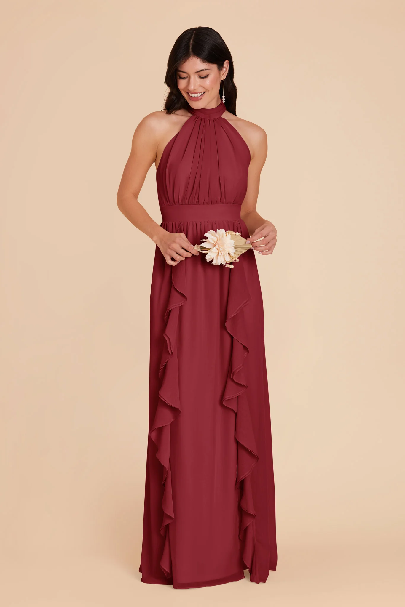 Joyce Chiffon Dress - Burgundy - Image 4