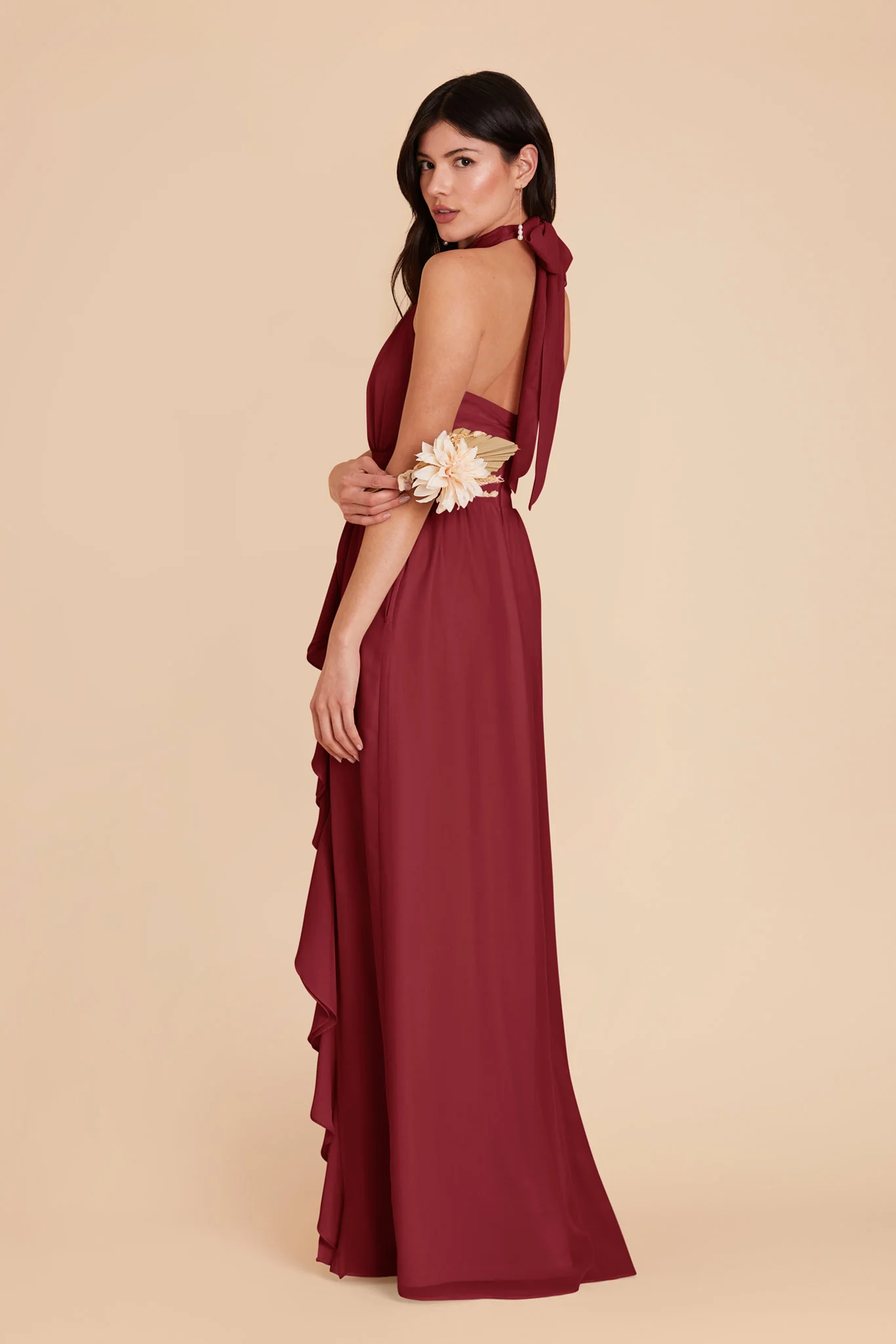 Joyce Chiffon Dress - Burgundy - Image 5