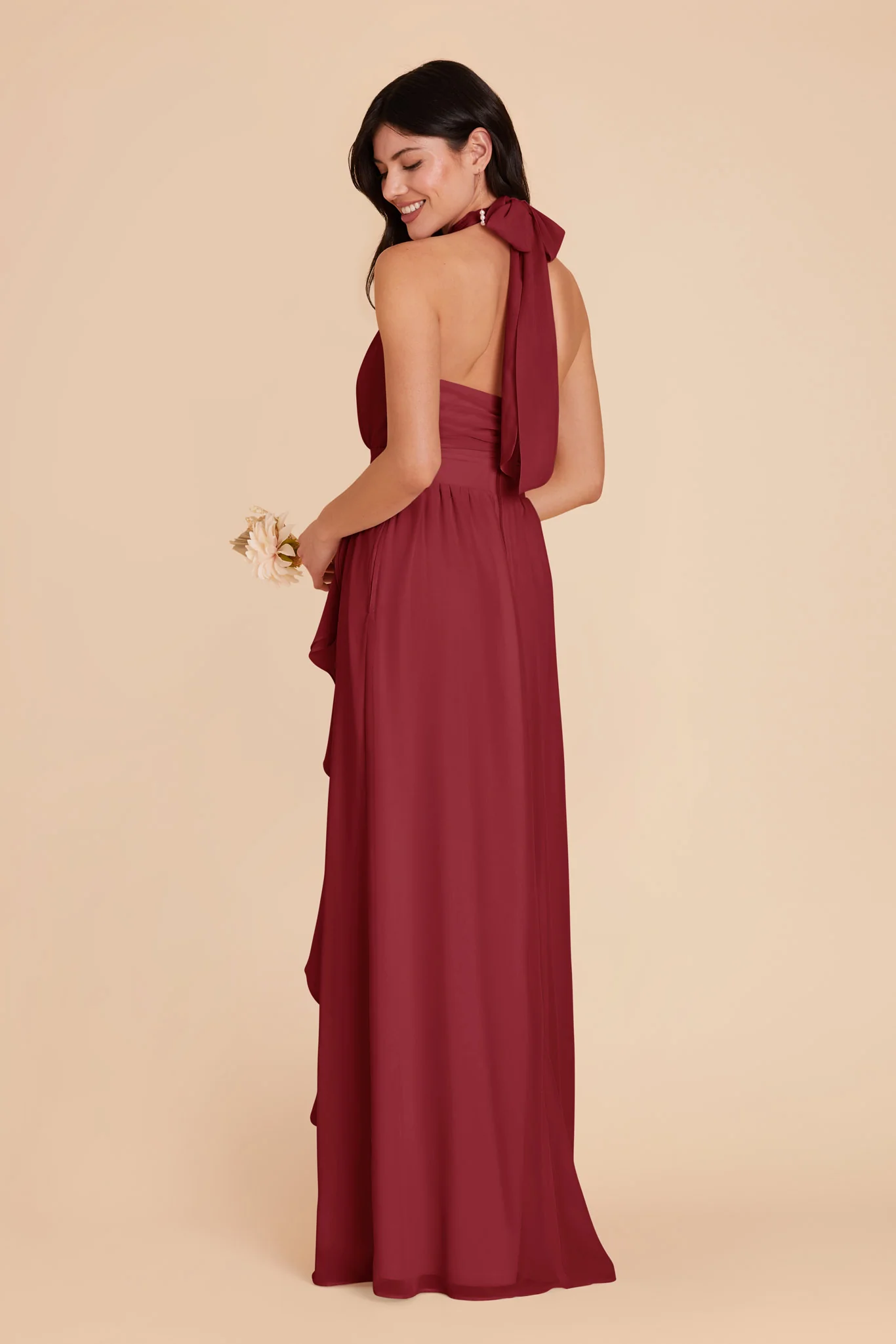 Joyce Chiffon Dress - Burgundy - Image 6