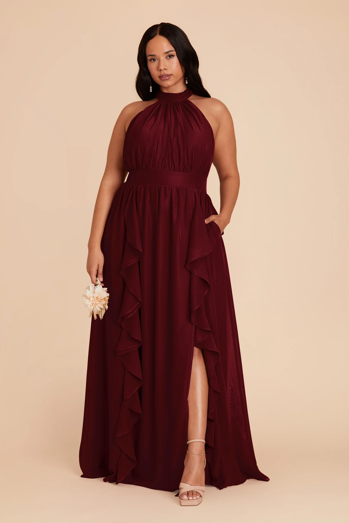Joyce Chiffon Dress - Cabernet - Image 7