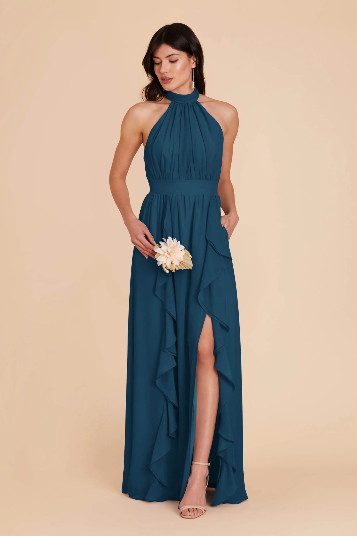 Joyce Chiffon Dress - Dark Teal - Image 3