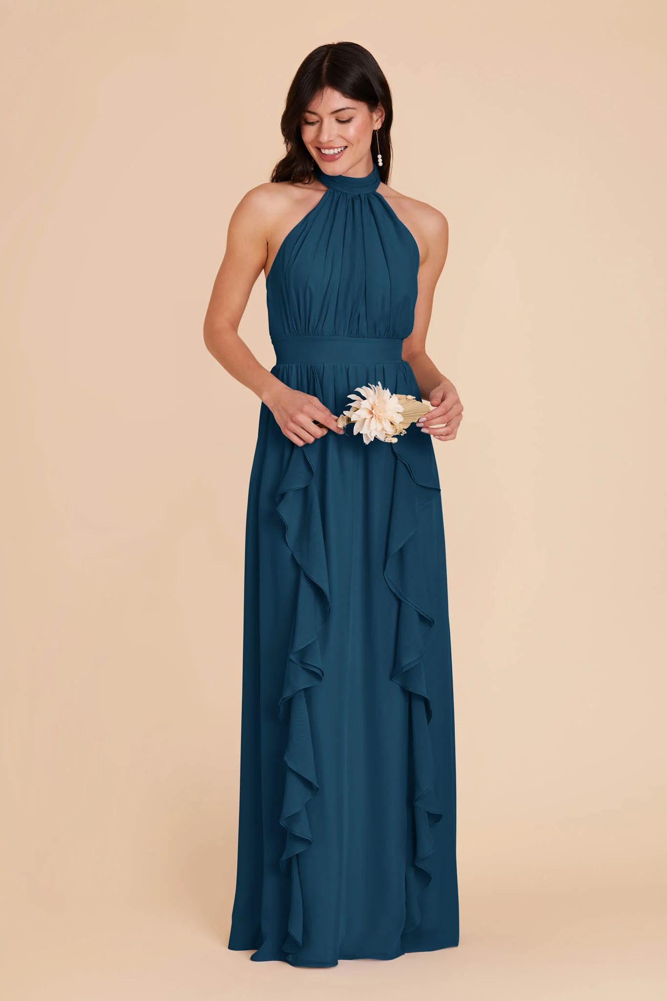Joyce Chiffon Dress - Dark Teal - Image 4