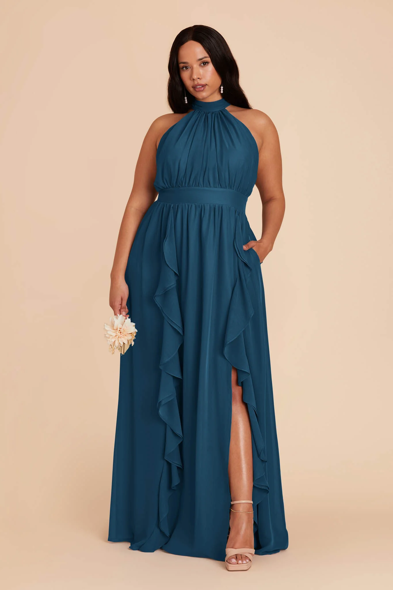 Joyce Chiffon Dress - Dark Teal - Image 6