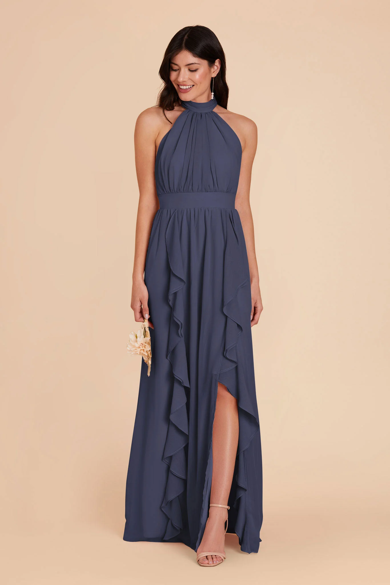 Joyce Chiffon Dress - Dusk Blue - Image 4