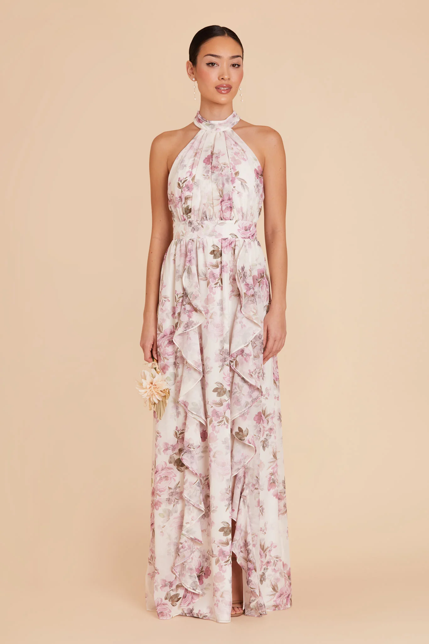 Joyce Chiffon Dress - Dusty Pink Peonies - Image 4