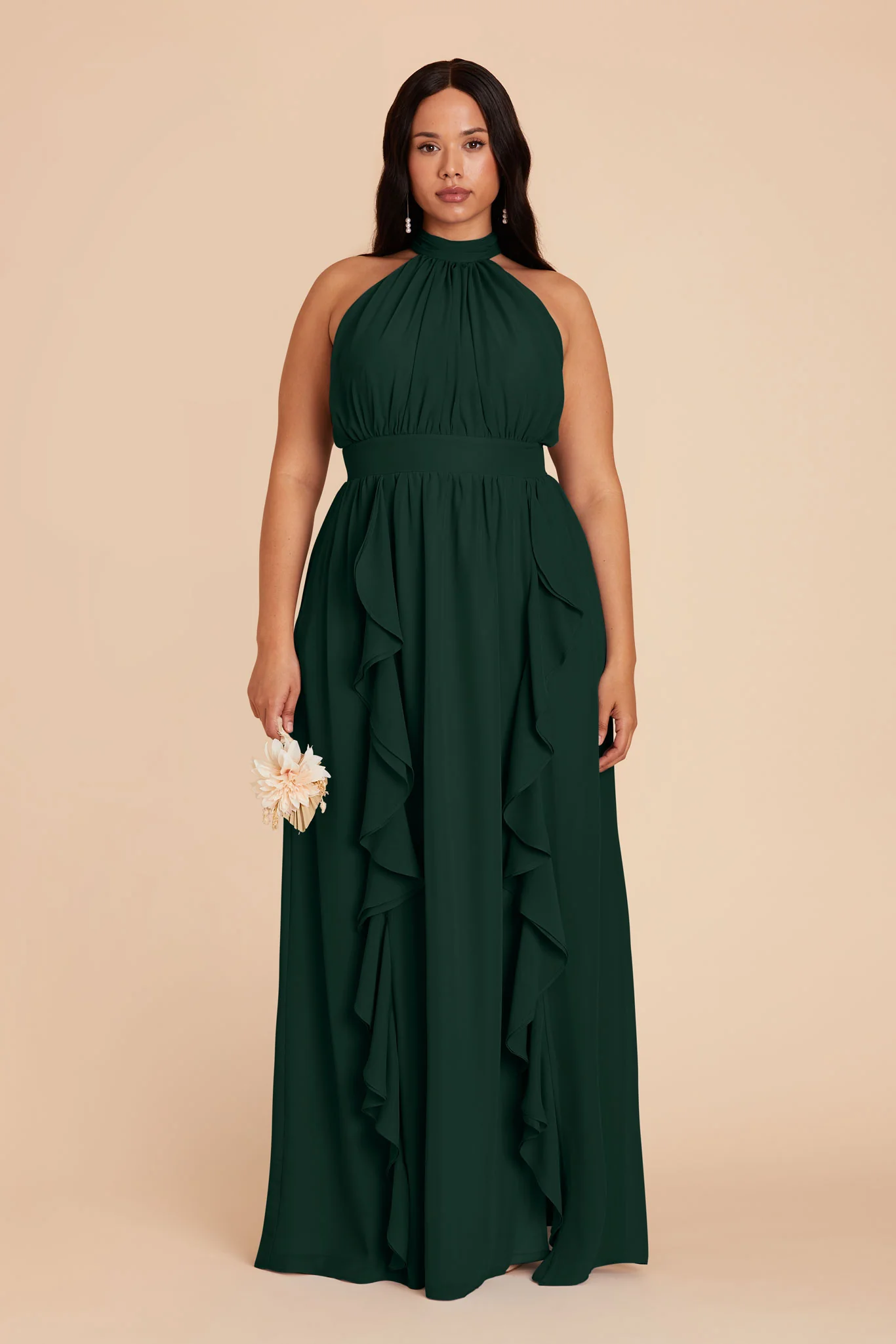 Joyce Chiffon Dress - Emerald - Image 2