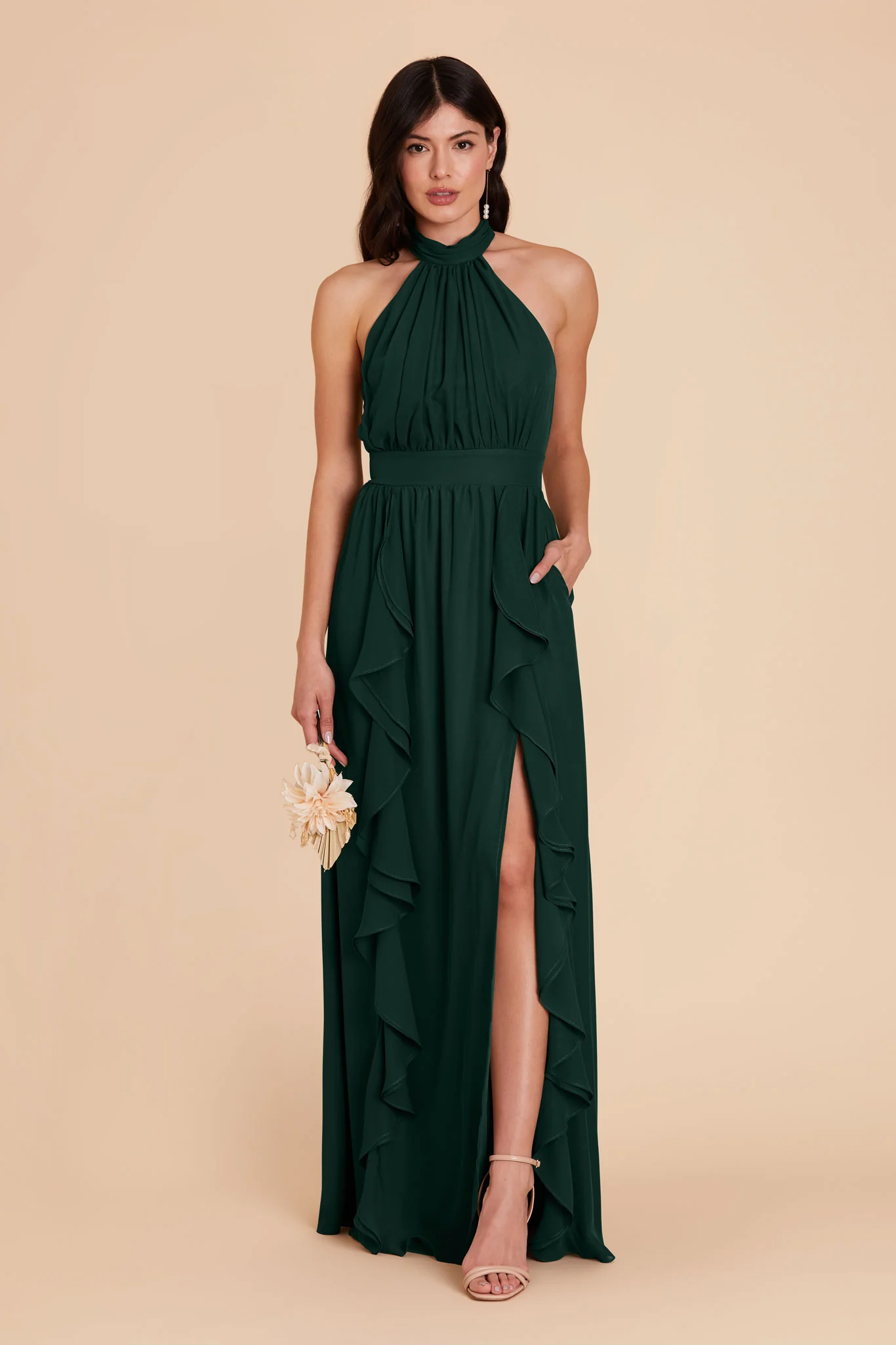 Joyce Chiffon Dress - Emerald - Image 3