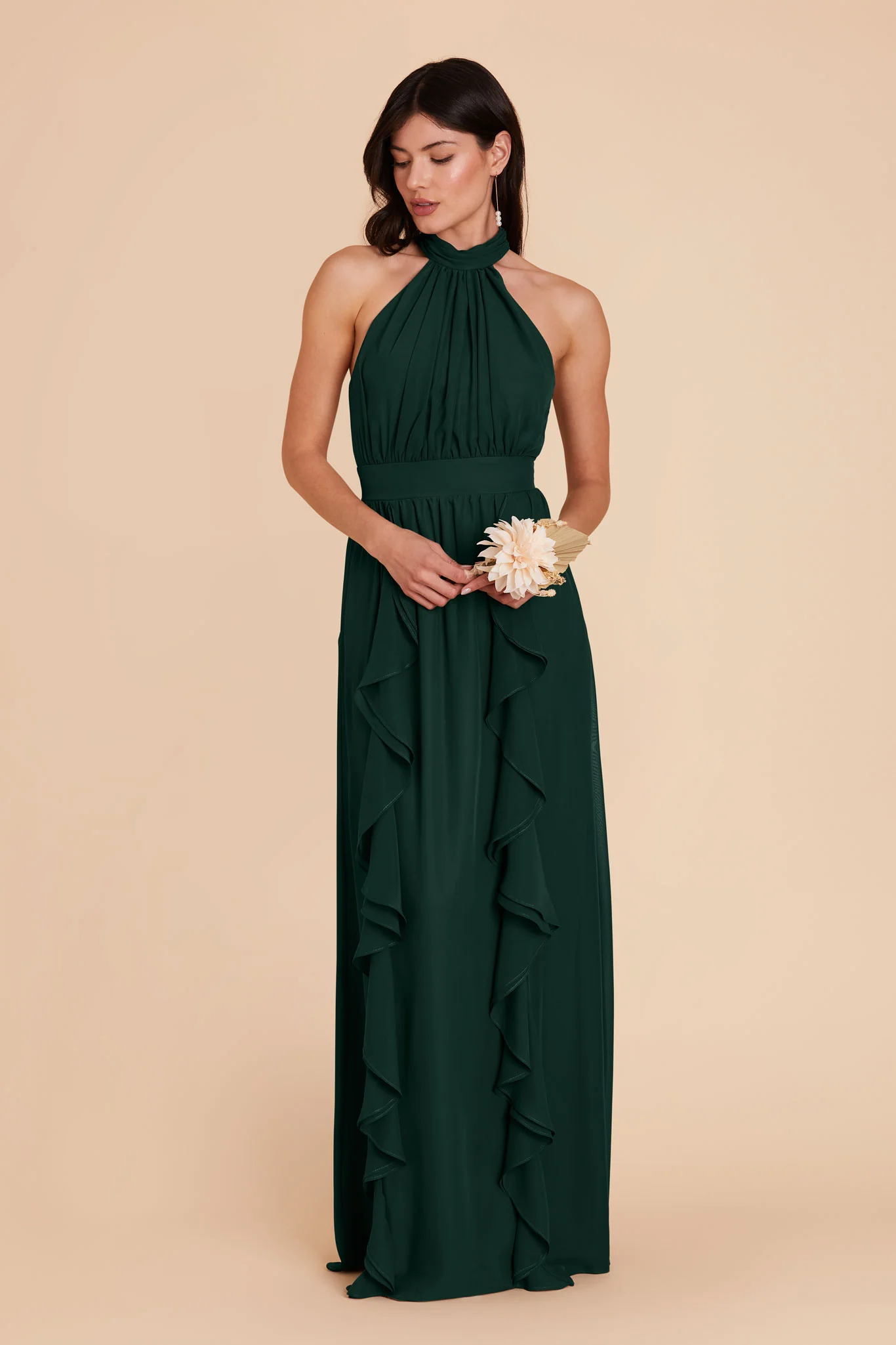 Joyce Chiffon Dress - Emerald - Image 4