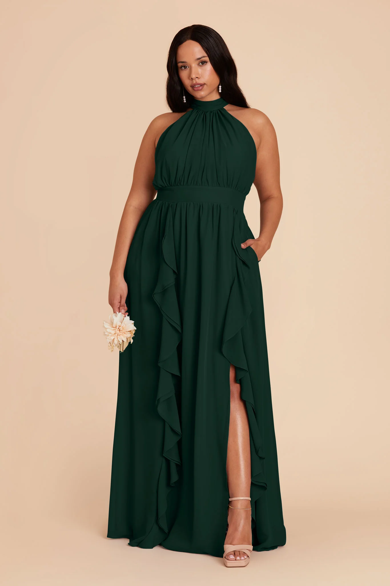 Joyce Chiffon Dress - Emerald - Image 8