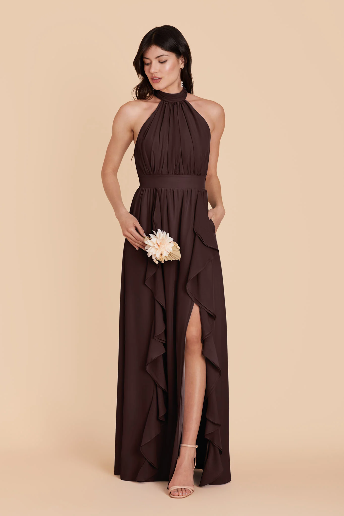 Joyce Chiffon Dress - Espresso - Image 3