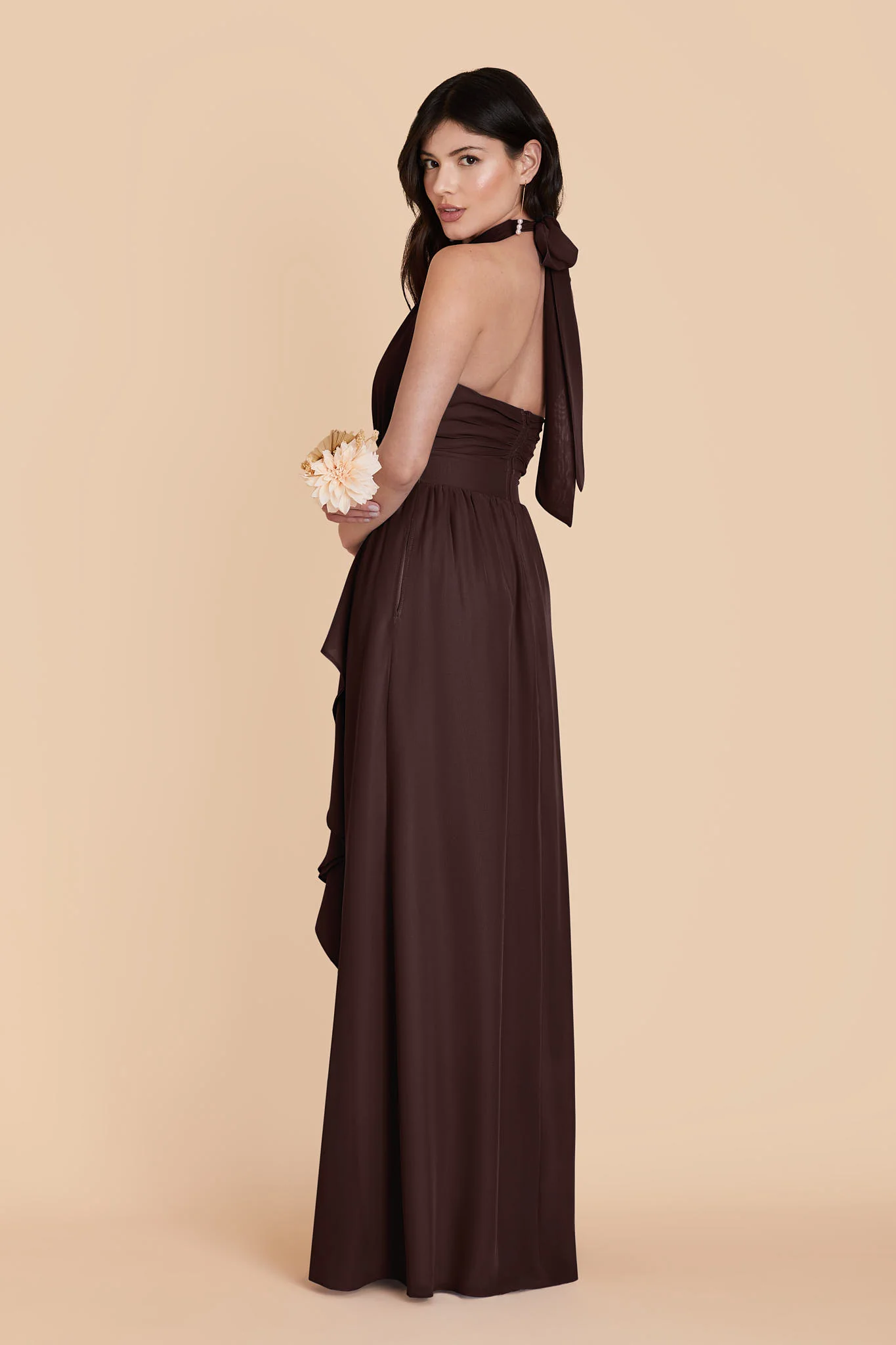 Joyce Chiffon Dress - Espresso - Image 4