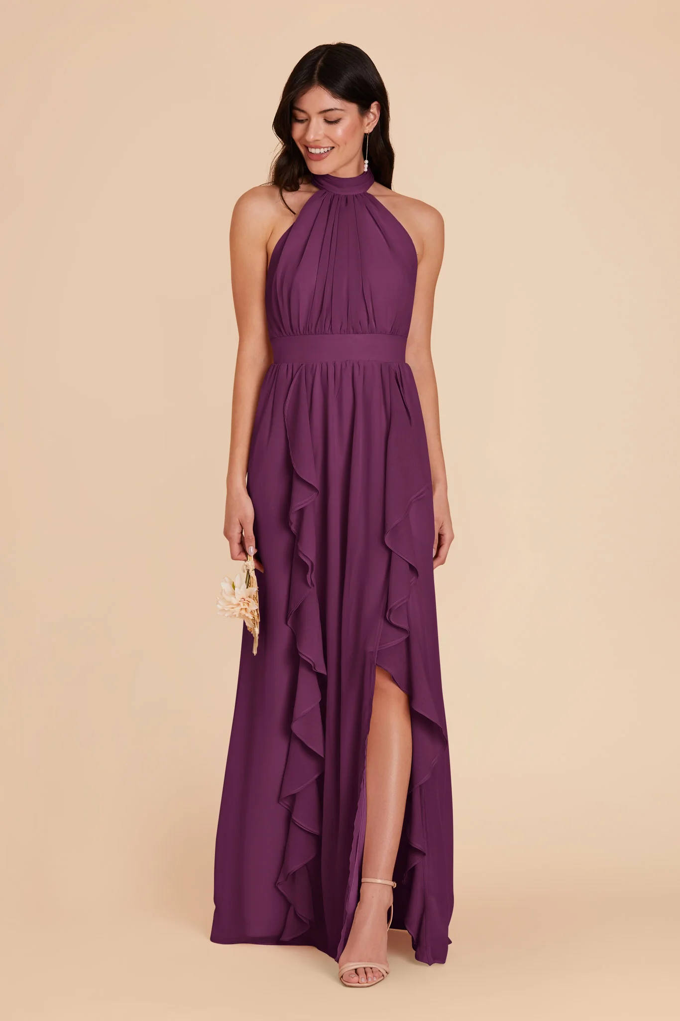 Joyce Chiffon Dress - Fig - Image 4