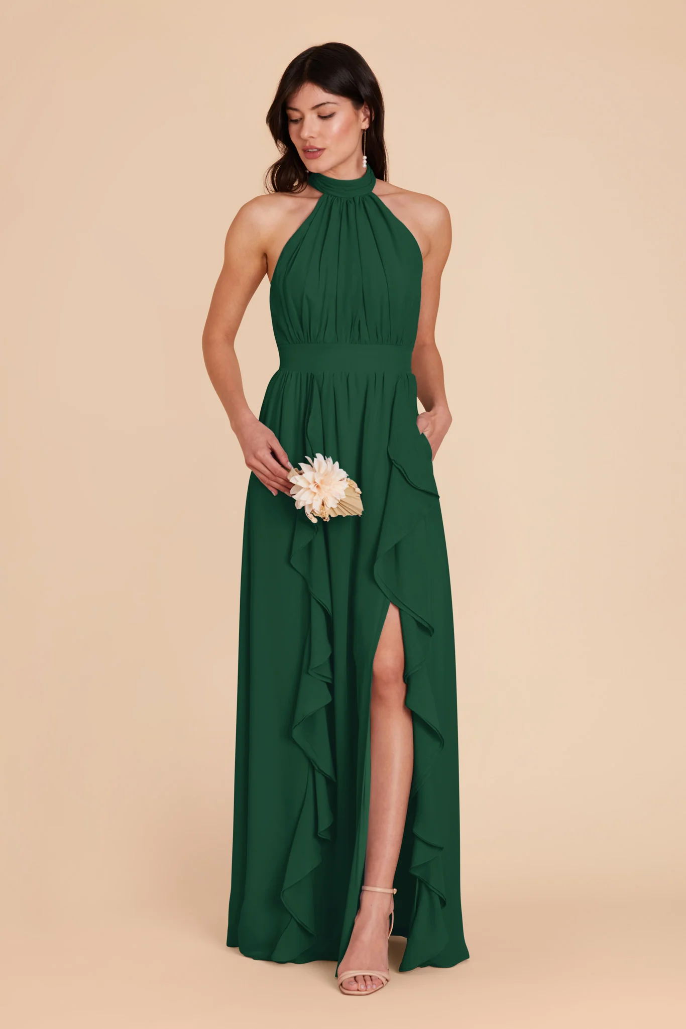 Joyce Chiffon Dress - Forest Green - Image 4