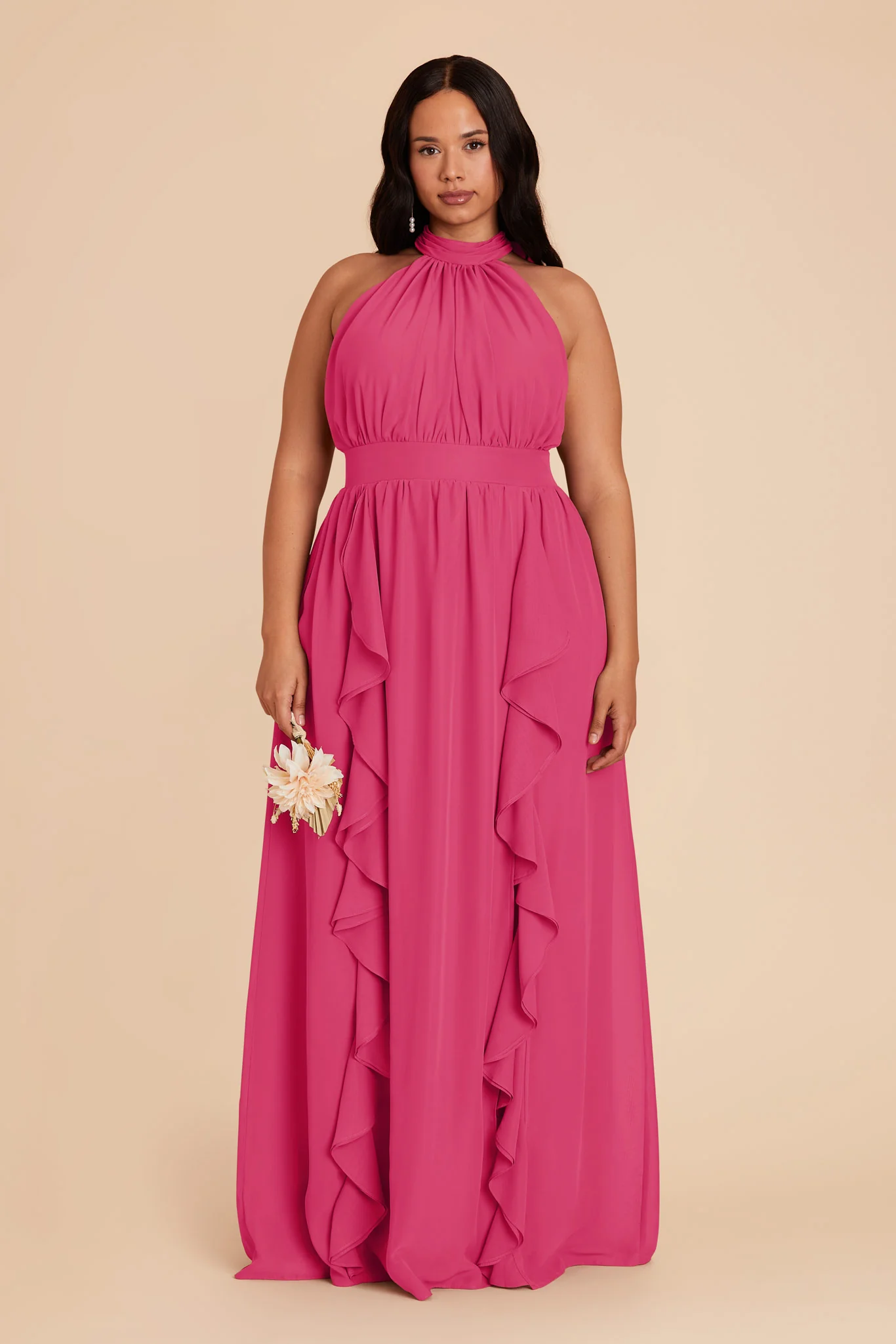 Joyce Chiffon Dress - Fuchsia - Image 2