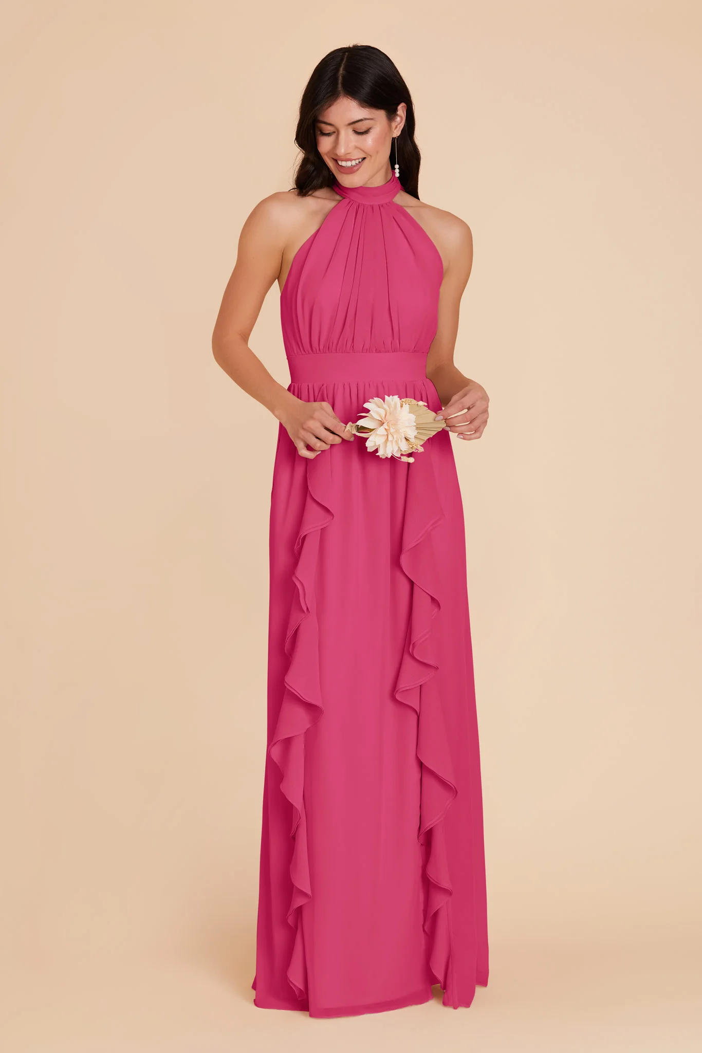 Joyce Chiffon Dress - Fuchsia - Image 3