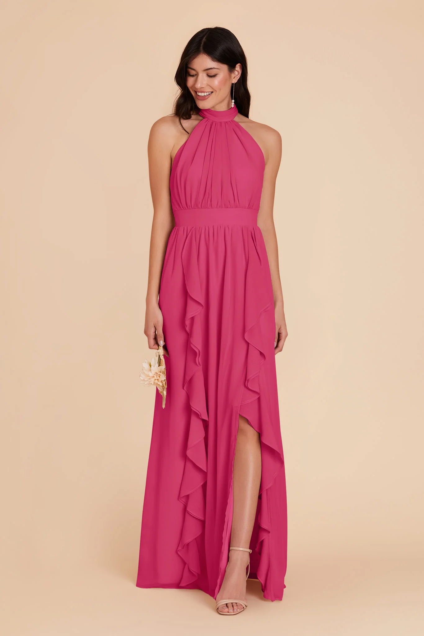 Joyce Chiffon Dress - Fuchsia - Image 4