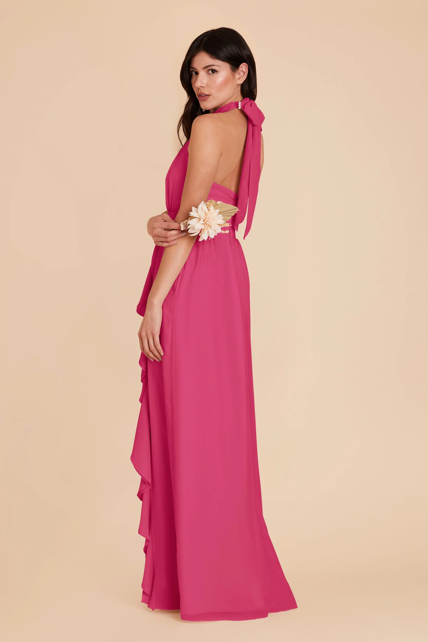 Joyce Chiffon Dress - Fuchsia - Image 5