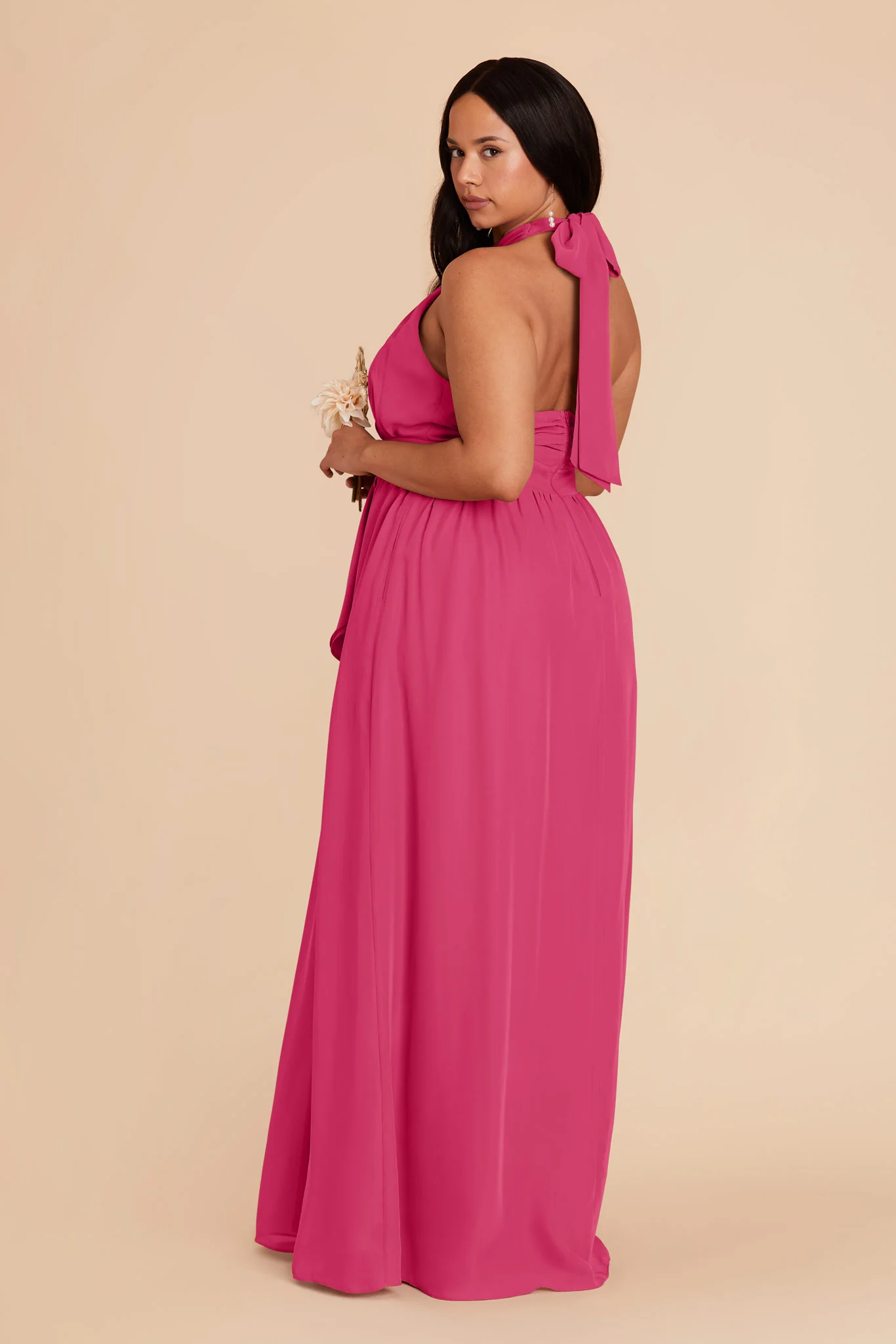 Joyce Chiffon Dress - Fuchsia - Image 9
