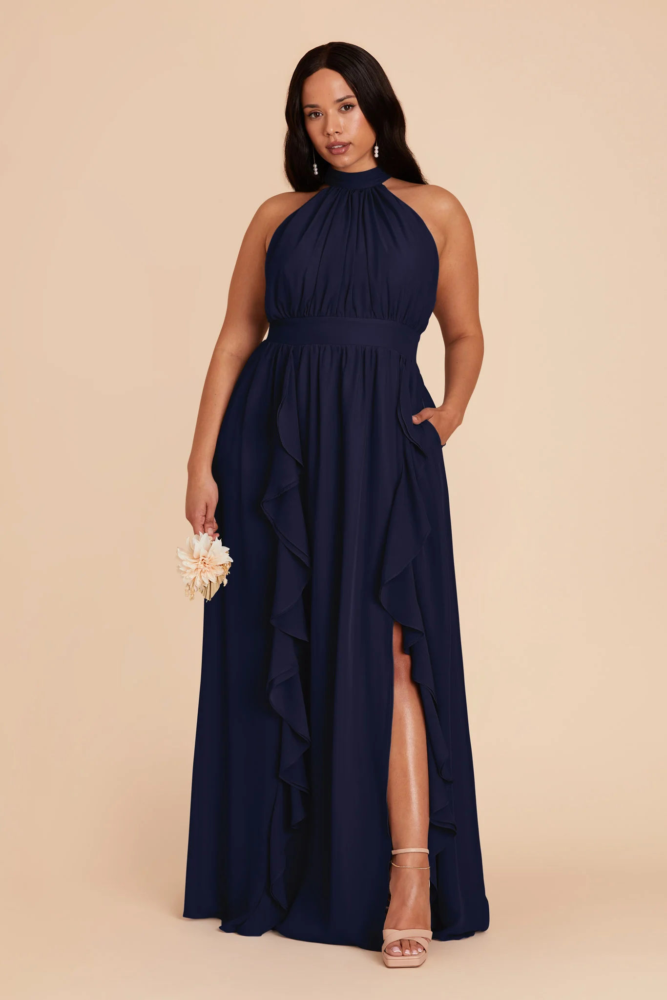 Joyce Chiffon Dress - Navy - Image 2