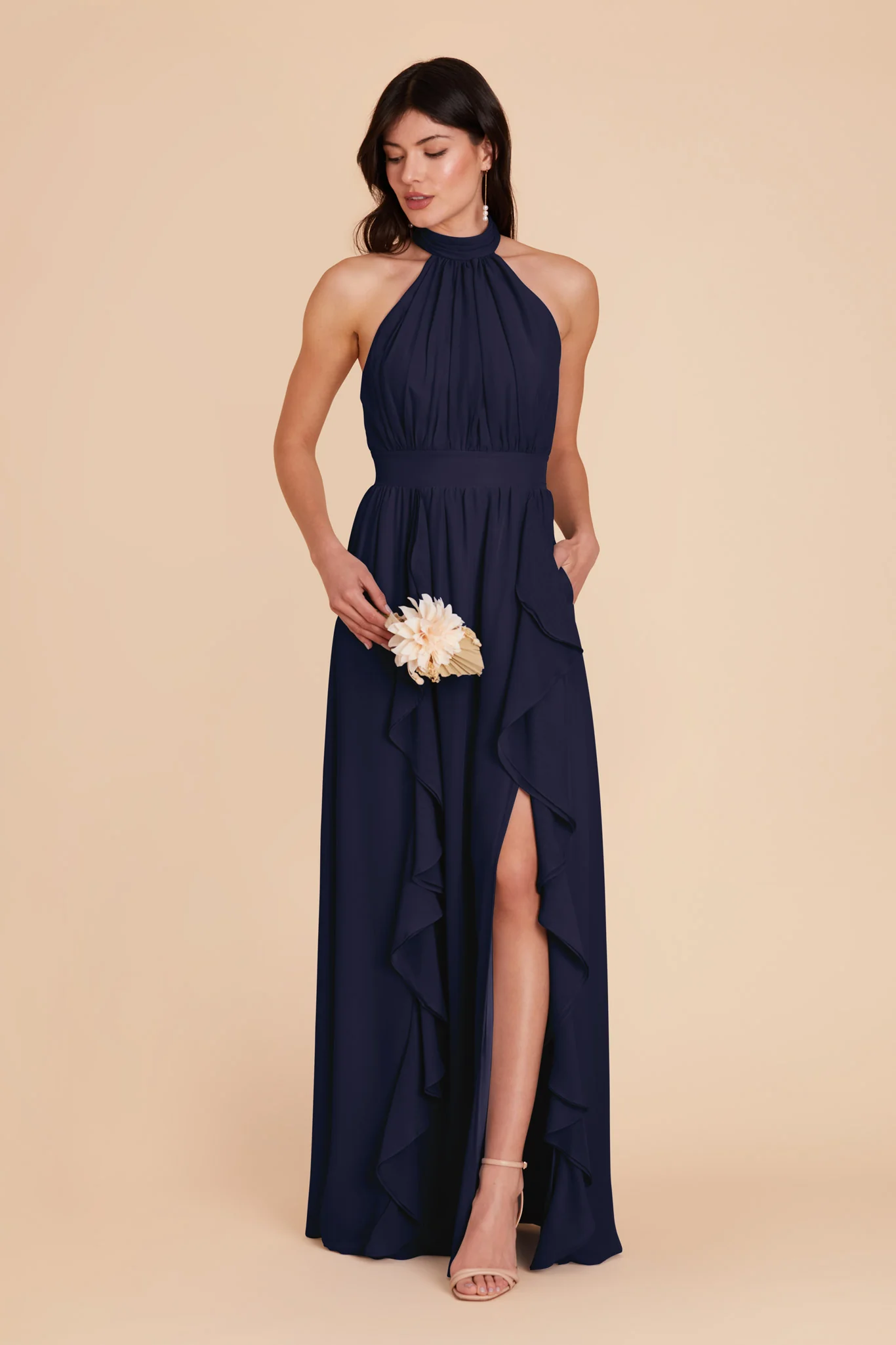 Joyce Chiffon Dress - Navy - Image 3