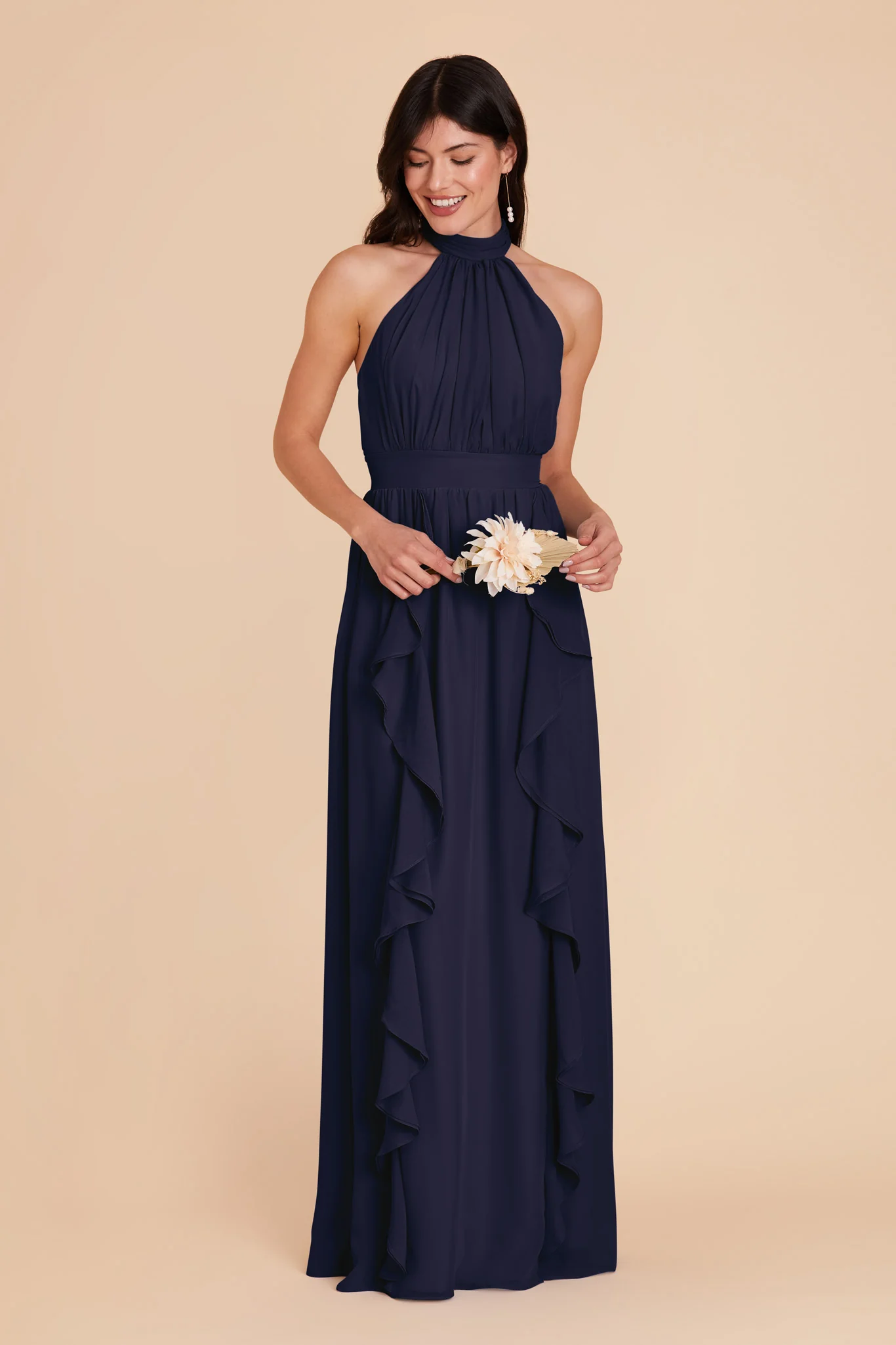 Joyce Chiffon Dress - Navy - Image 4
