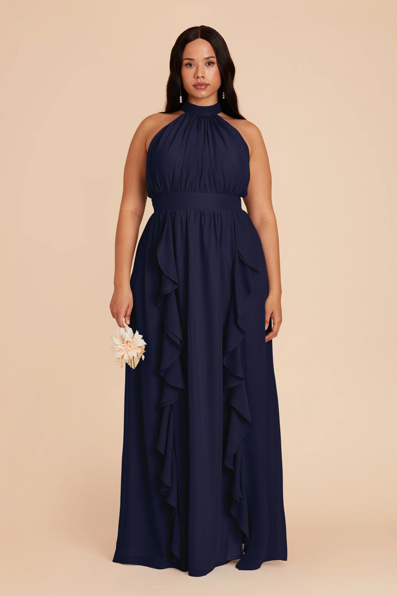 Joyce Chiffon Dress - Navy - Image 6