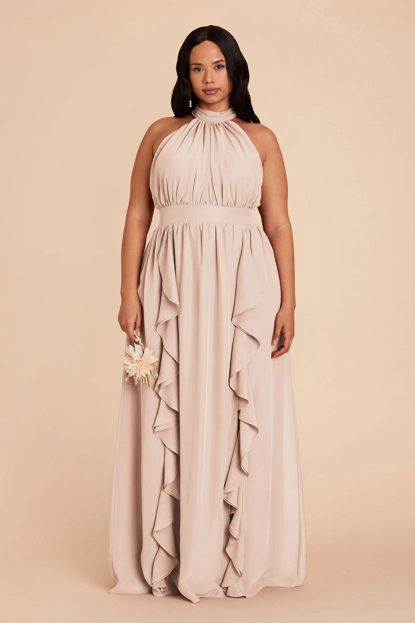 Joyce Chiffon Dress - Pale Blush - Image 2