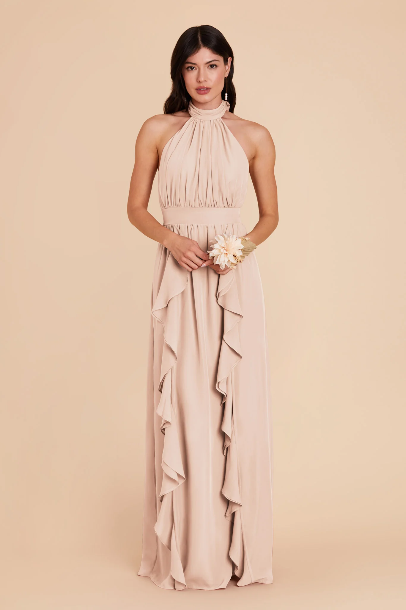 Joyce Chiffon Dress - Pale Blush - Image 4