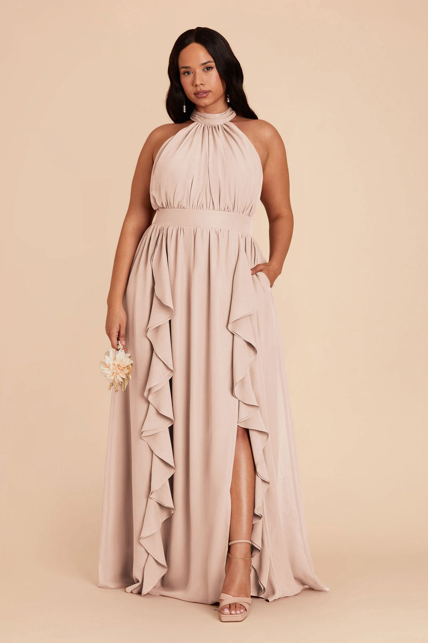 Joyce Chiffon Dress - Pale Blush - Image 7