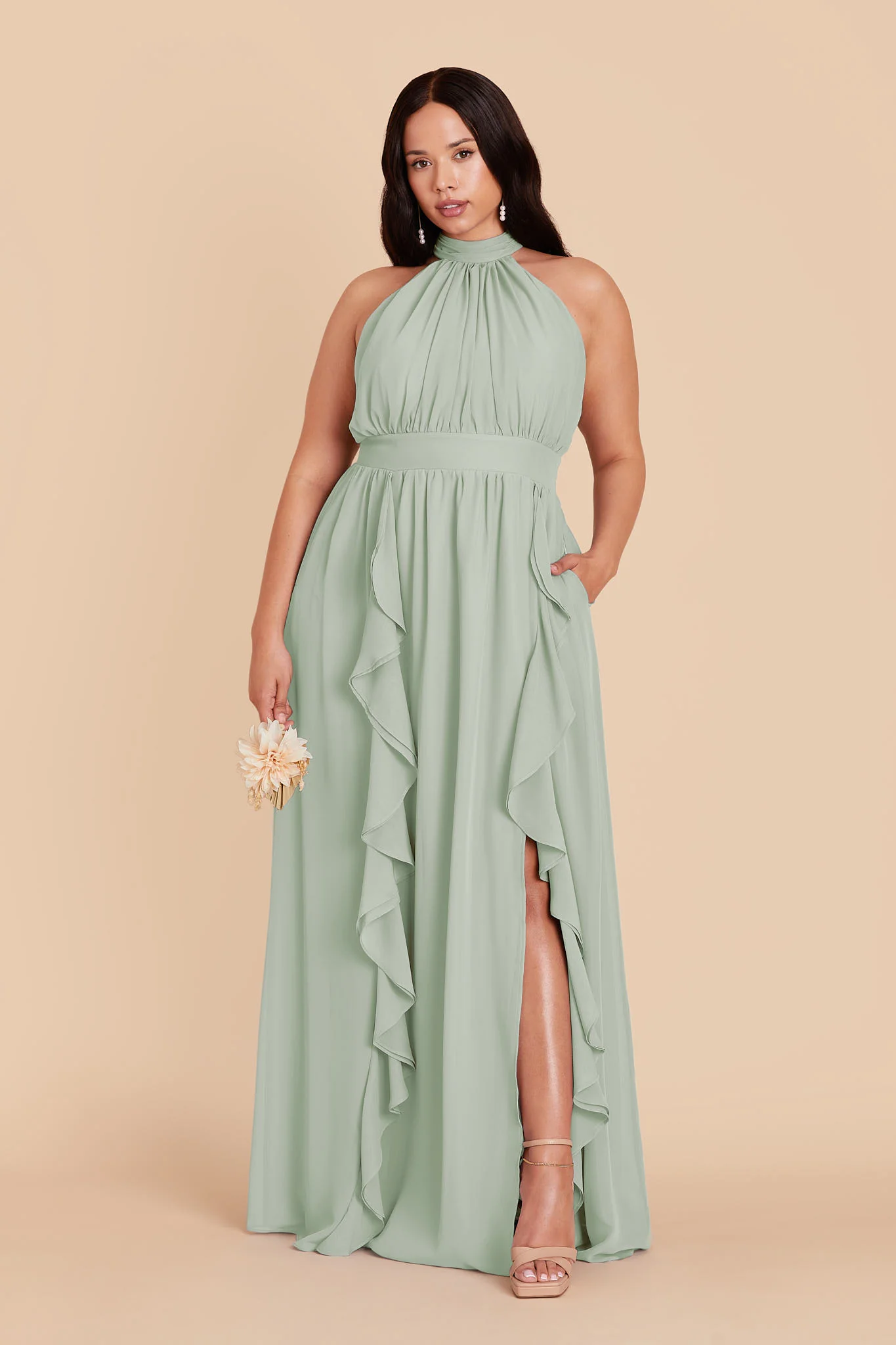 Joyce Chiffon Dress - Sage - Image 2