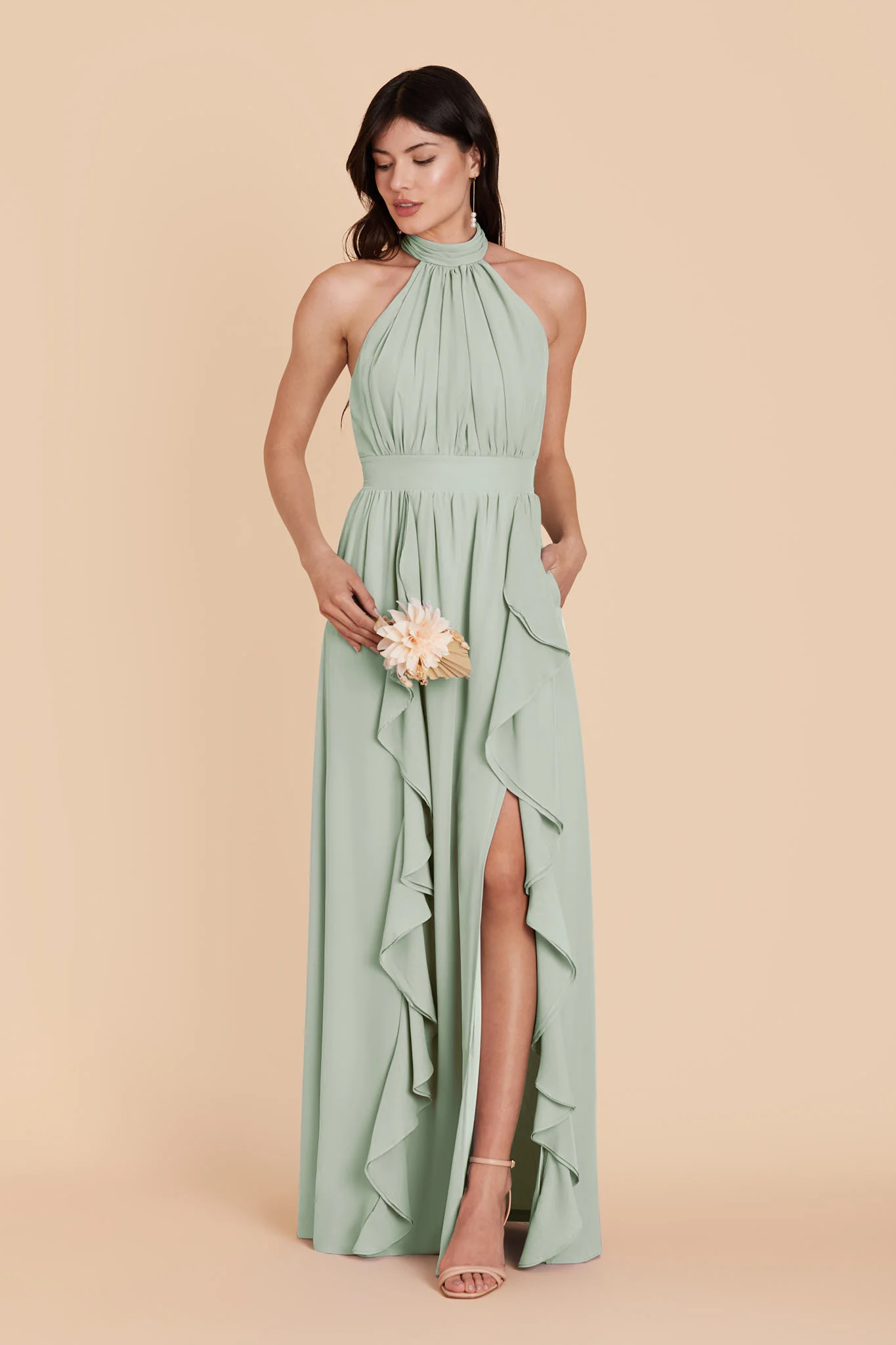 Joyce Chiffon Dress - Sage - Image 3