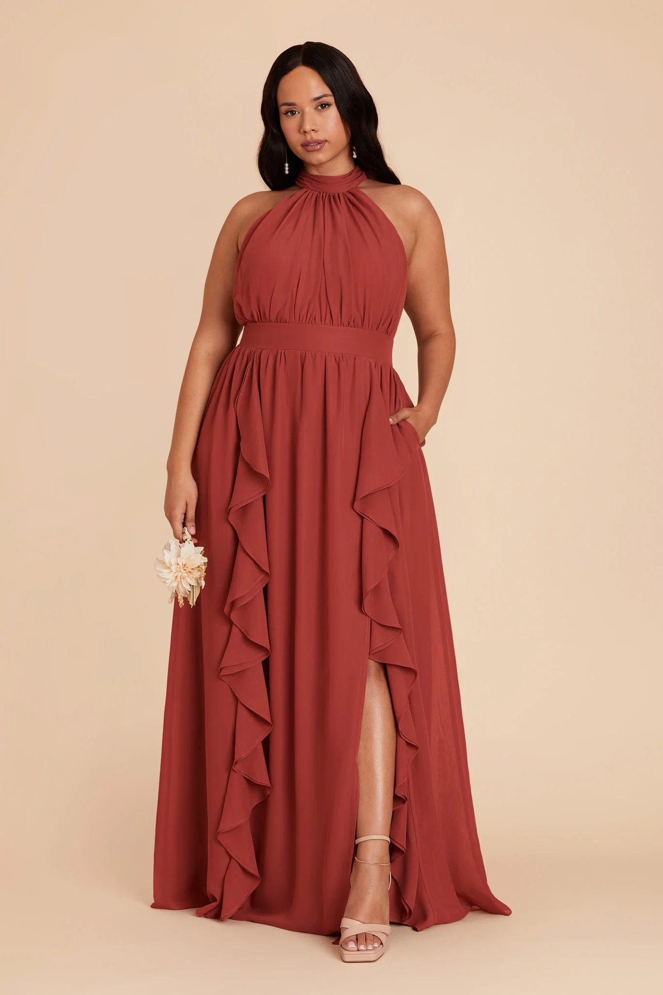 Joyce Chiffon Dress - Spice - Image 8