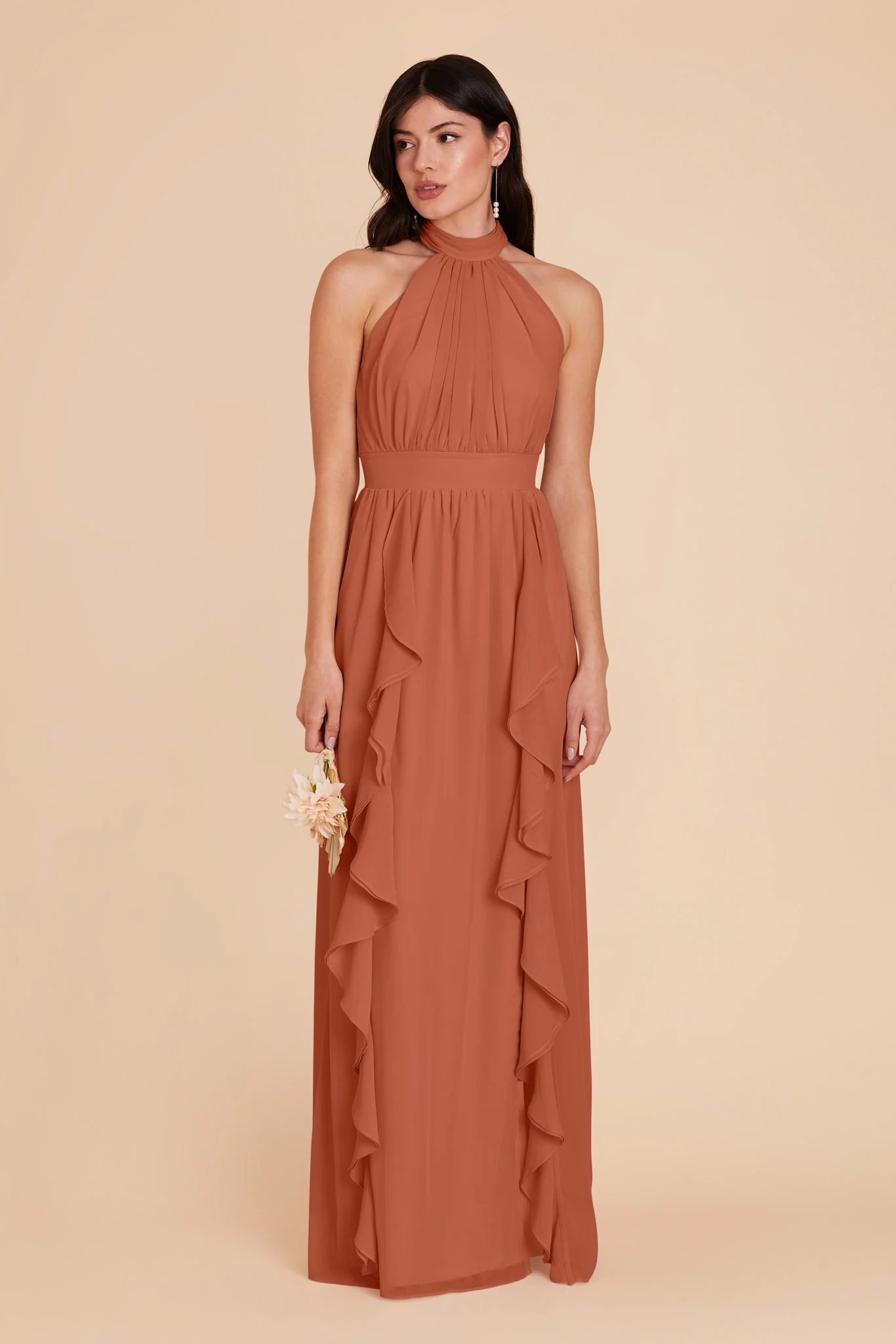 Joyce Chiffon Dress - Terracotta - Image 6