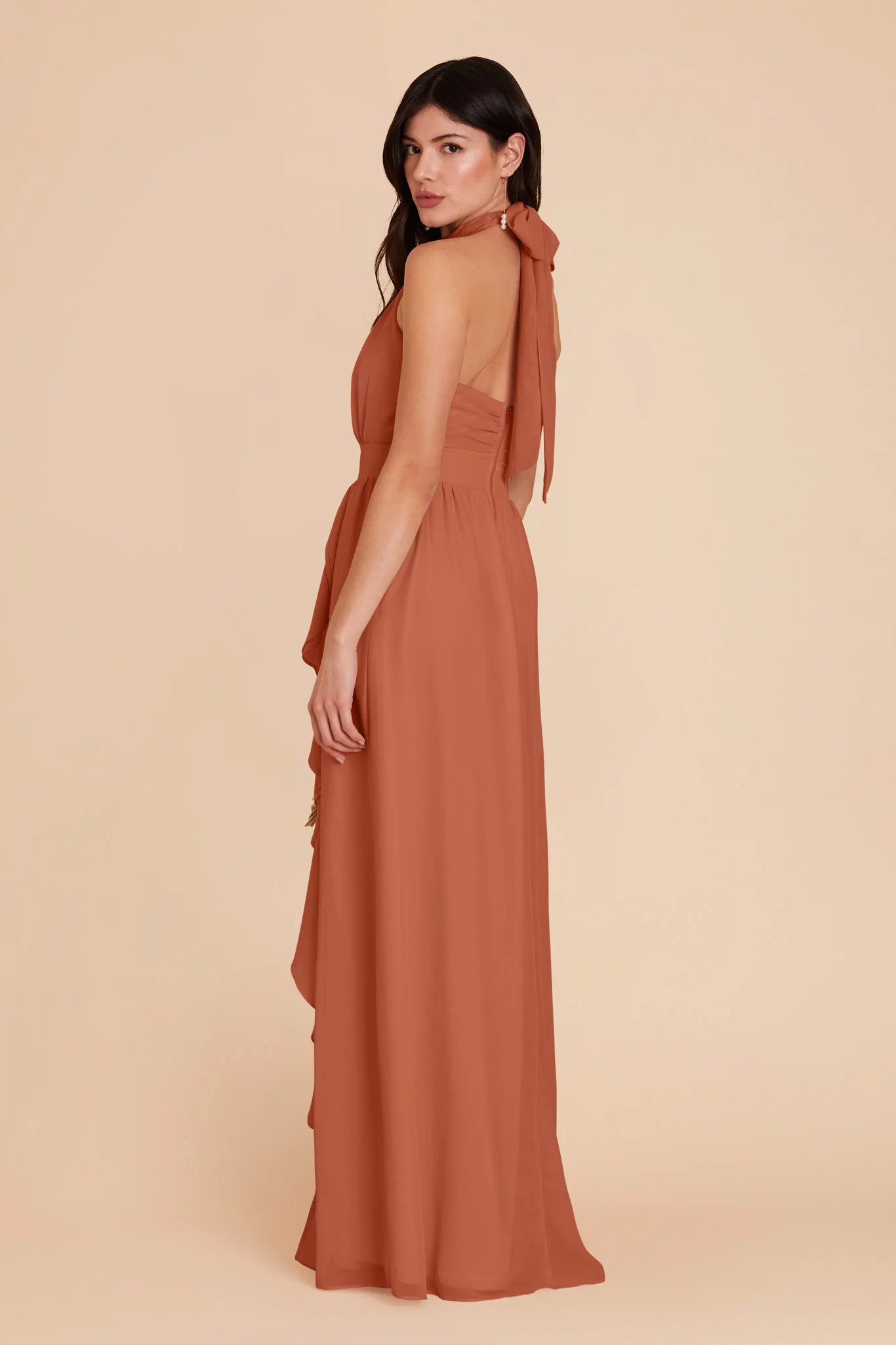 Joyce Chiffon Dress - Terracotta - Image 7