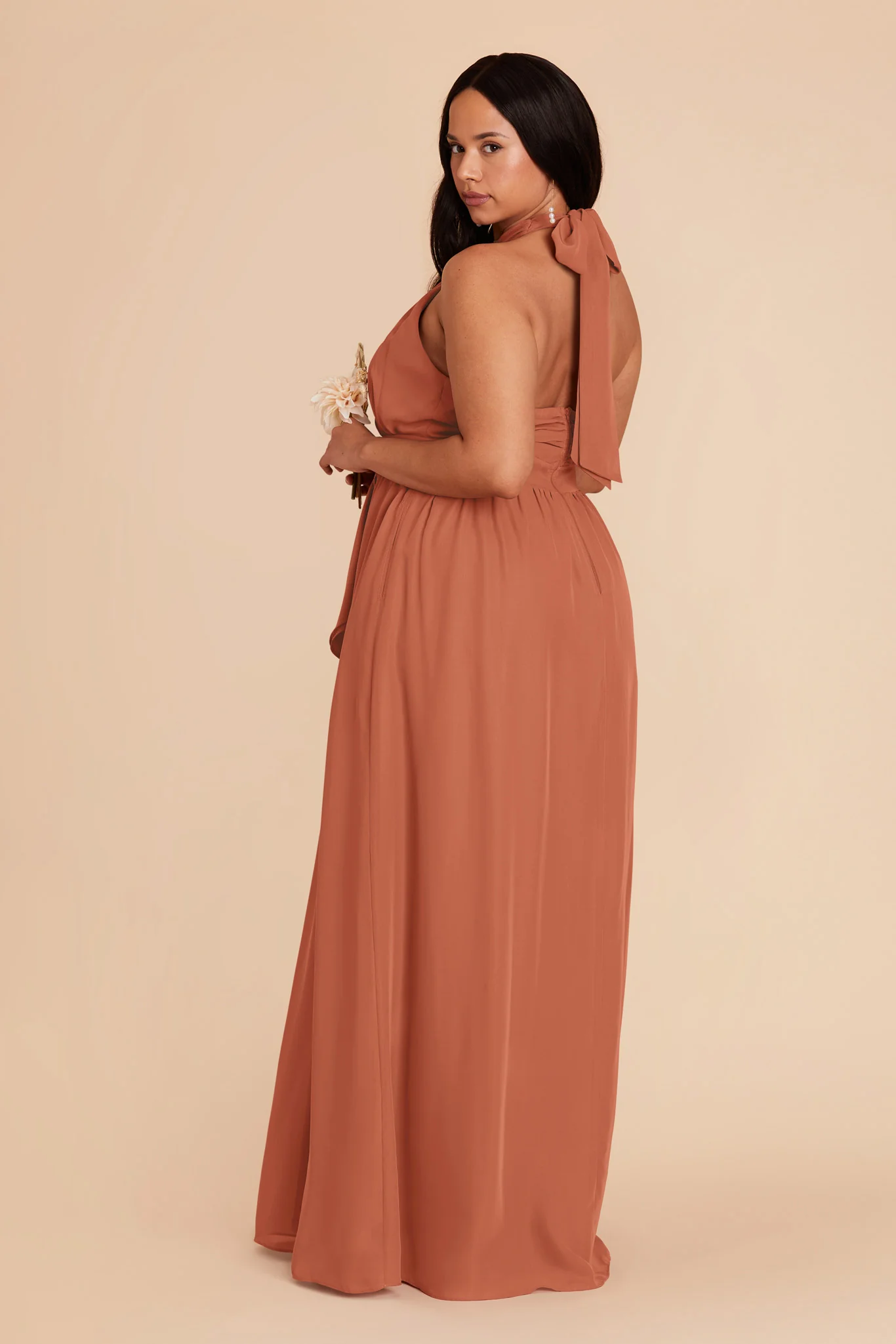 Joyce Chiffon Dress - Terracotta - Image 9