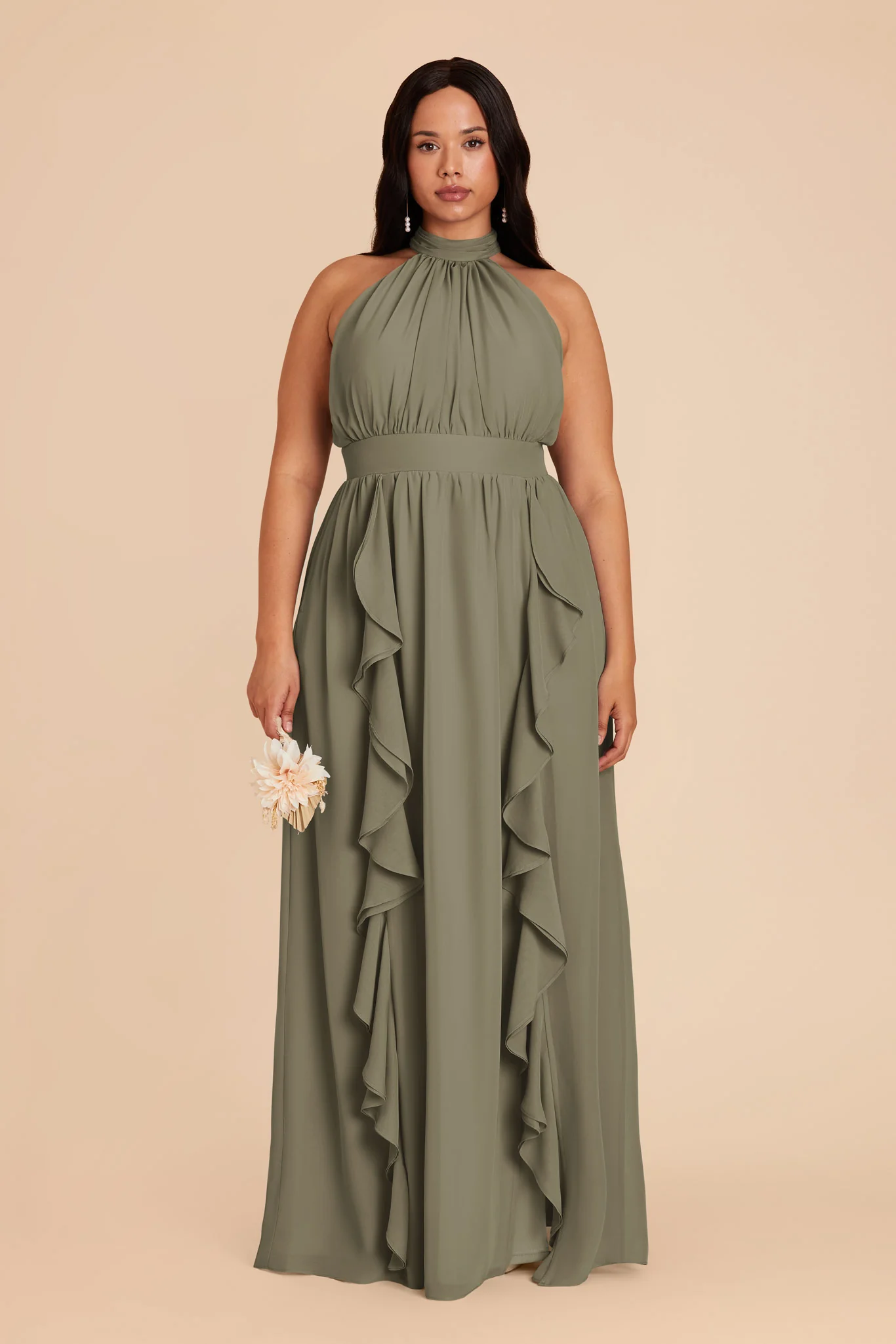 Joyce Chiffon Dress - Thyme - Image 2