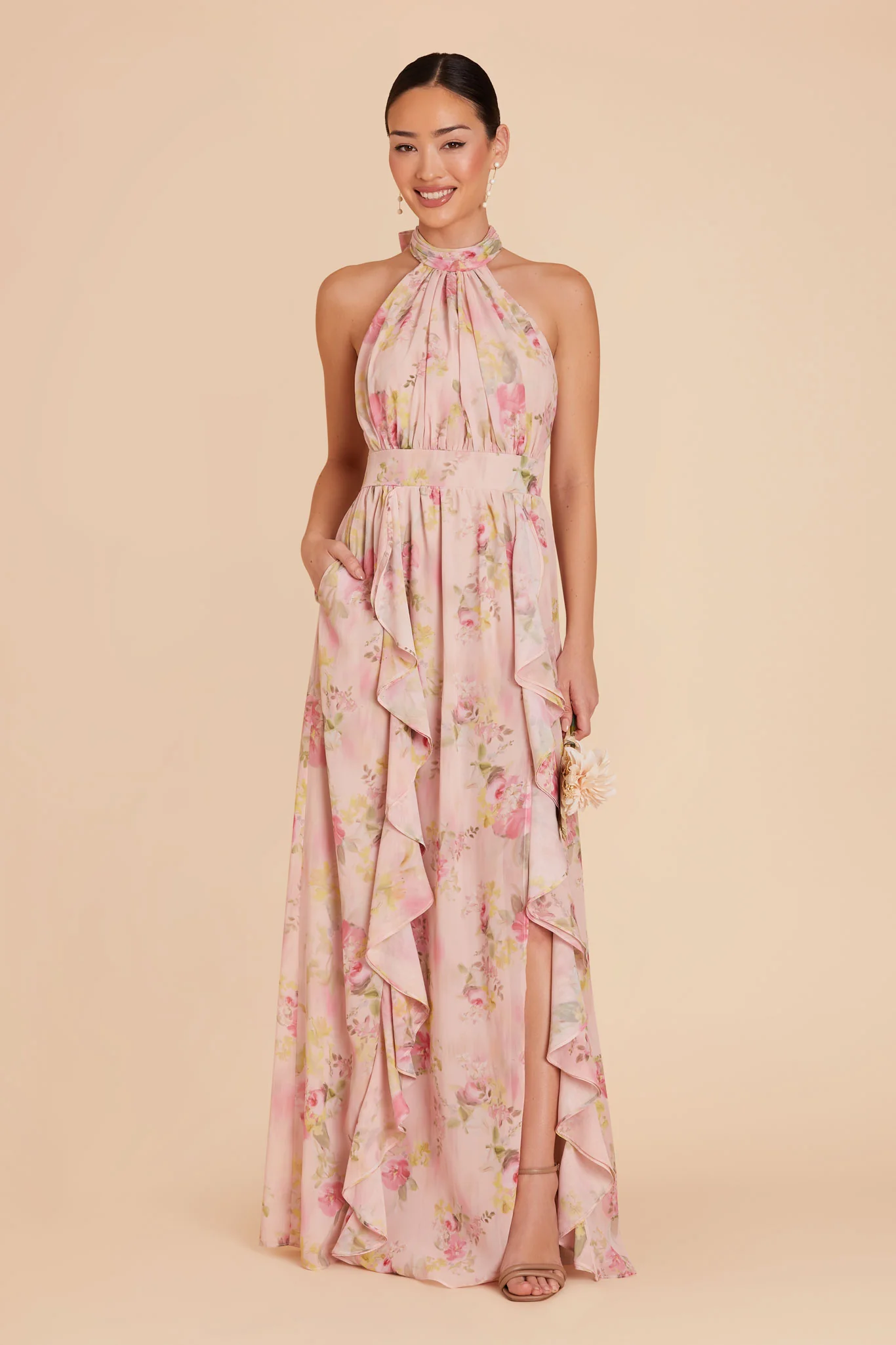 Joyce Chiffon Dress - Vintage Pink Floral