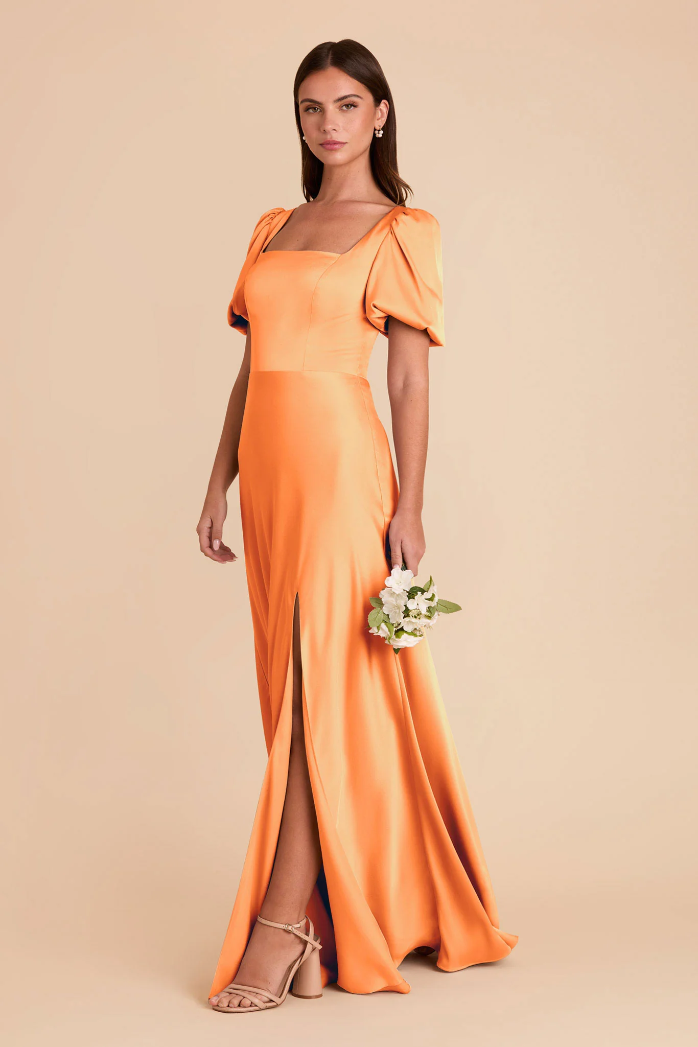 Judy Matte Satin Dress - Apricot - Image 3