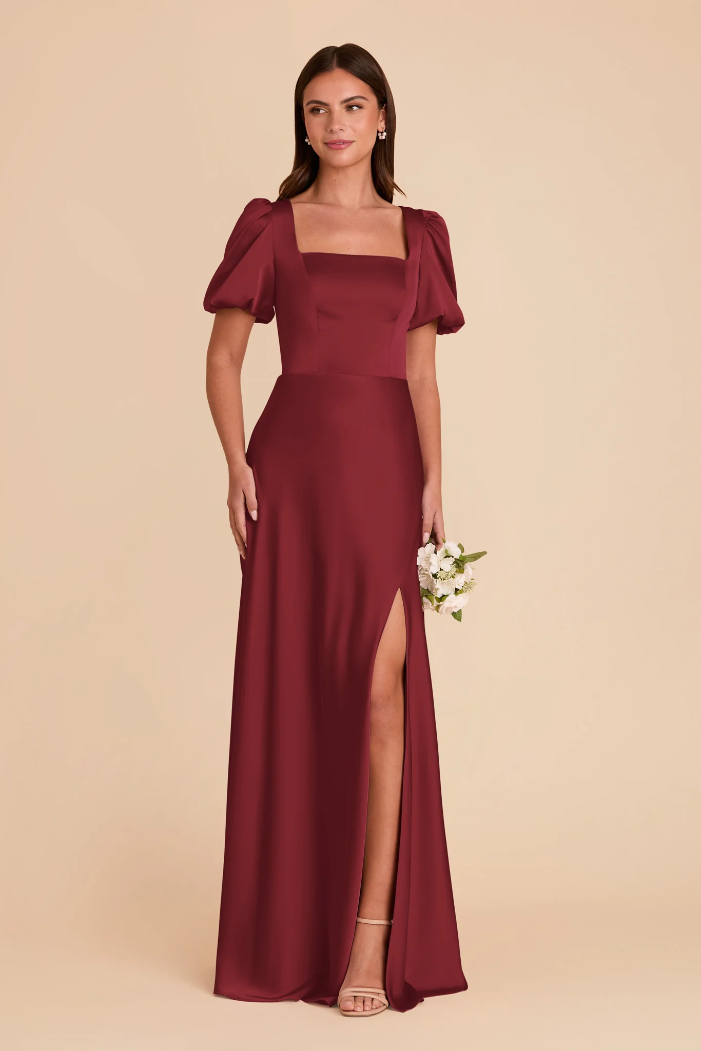Judy Matte Satin Dress - Burgundy - Image 3