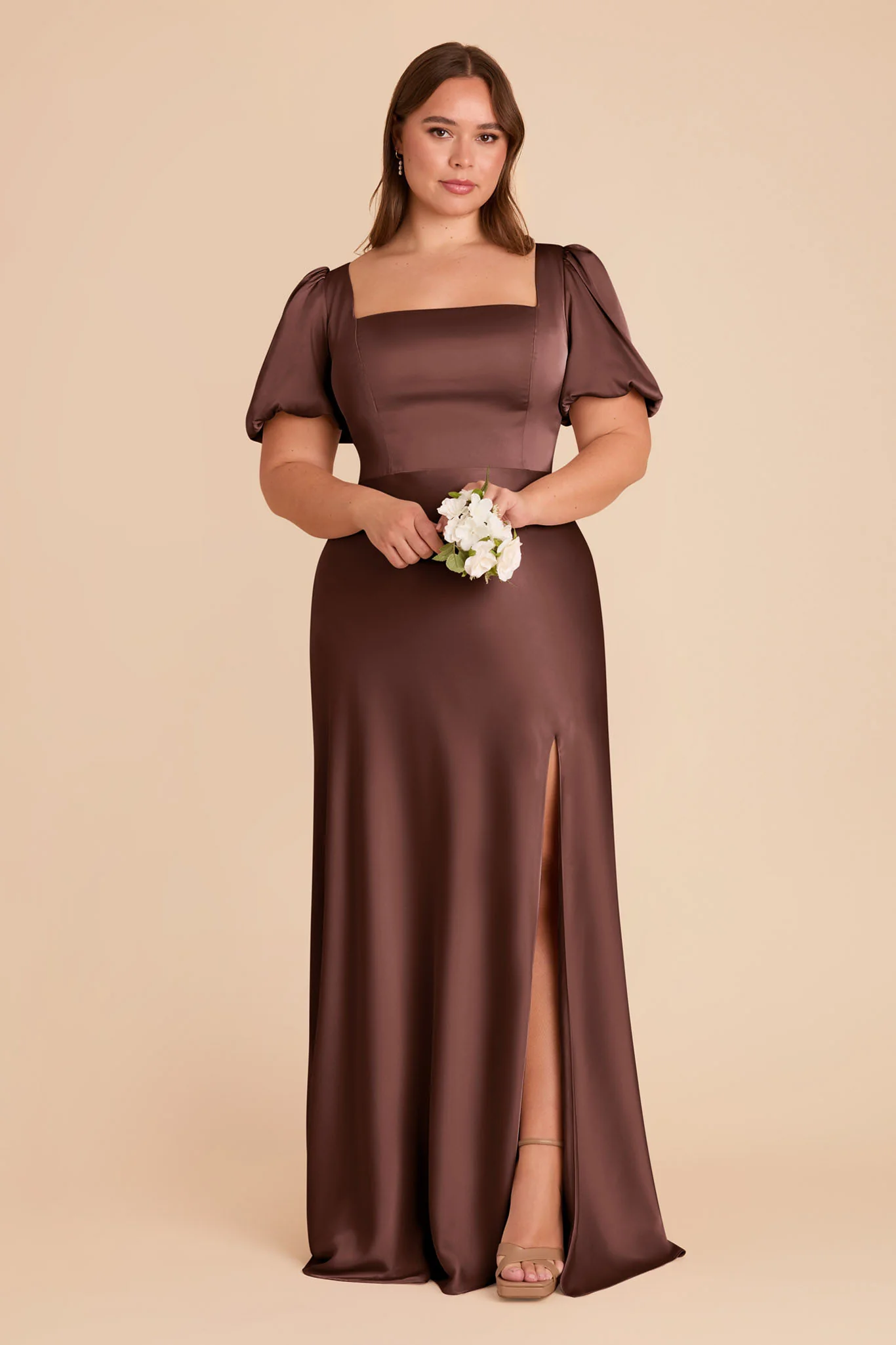 Judy Matte Satin Dress - Chocolate Brown - Image 8