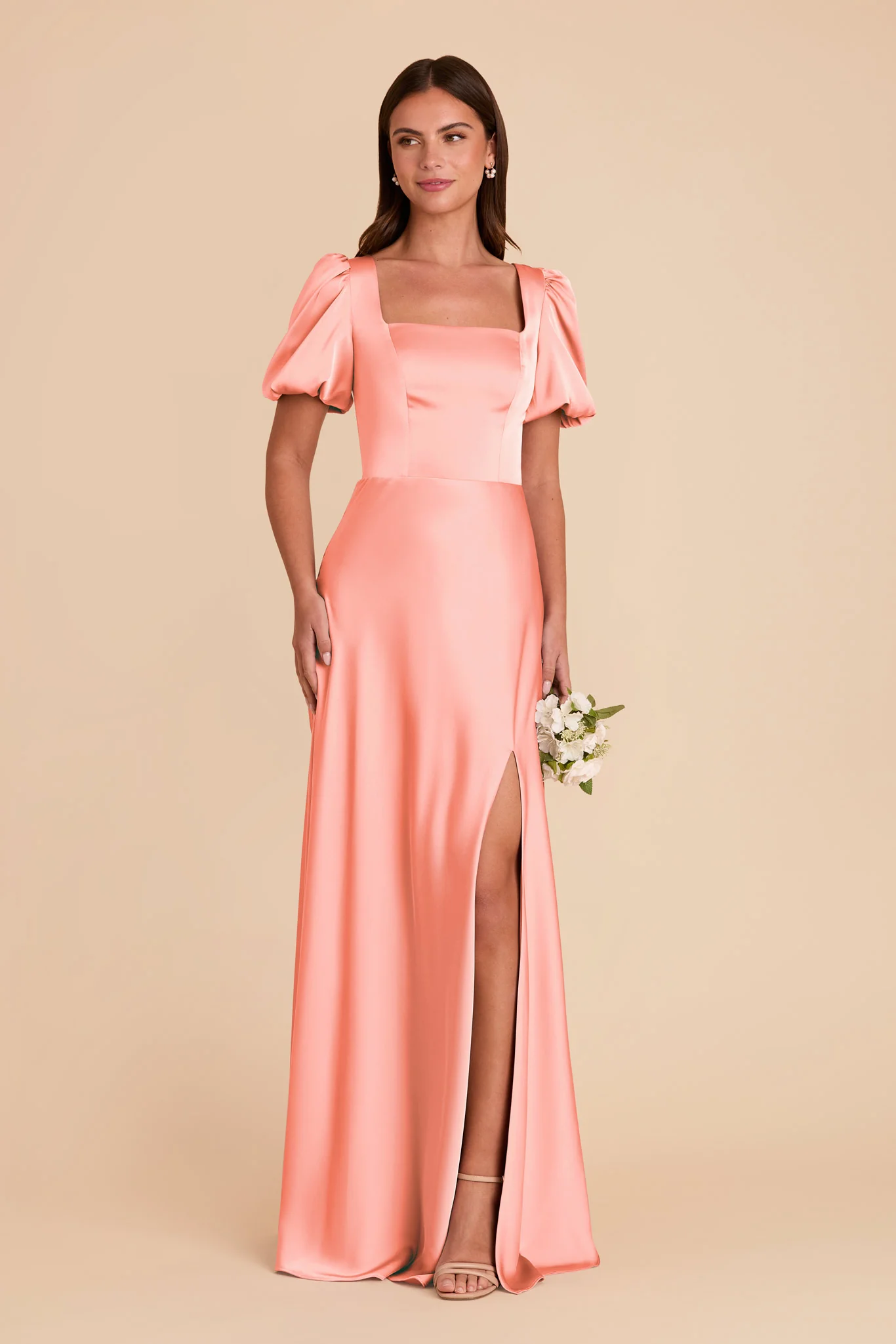 Judy Matte Satin Dress - Coral Pink - Image 4