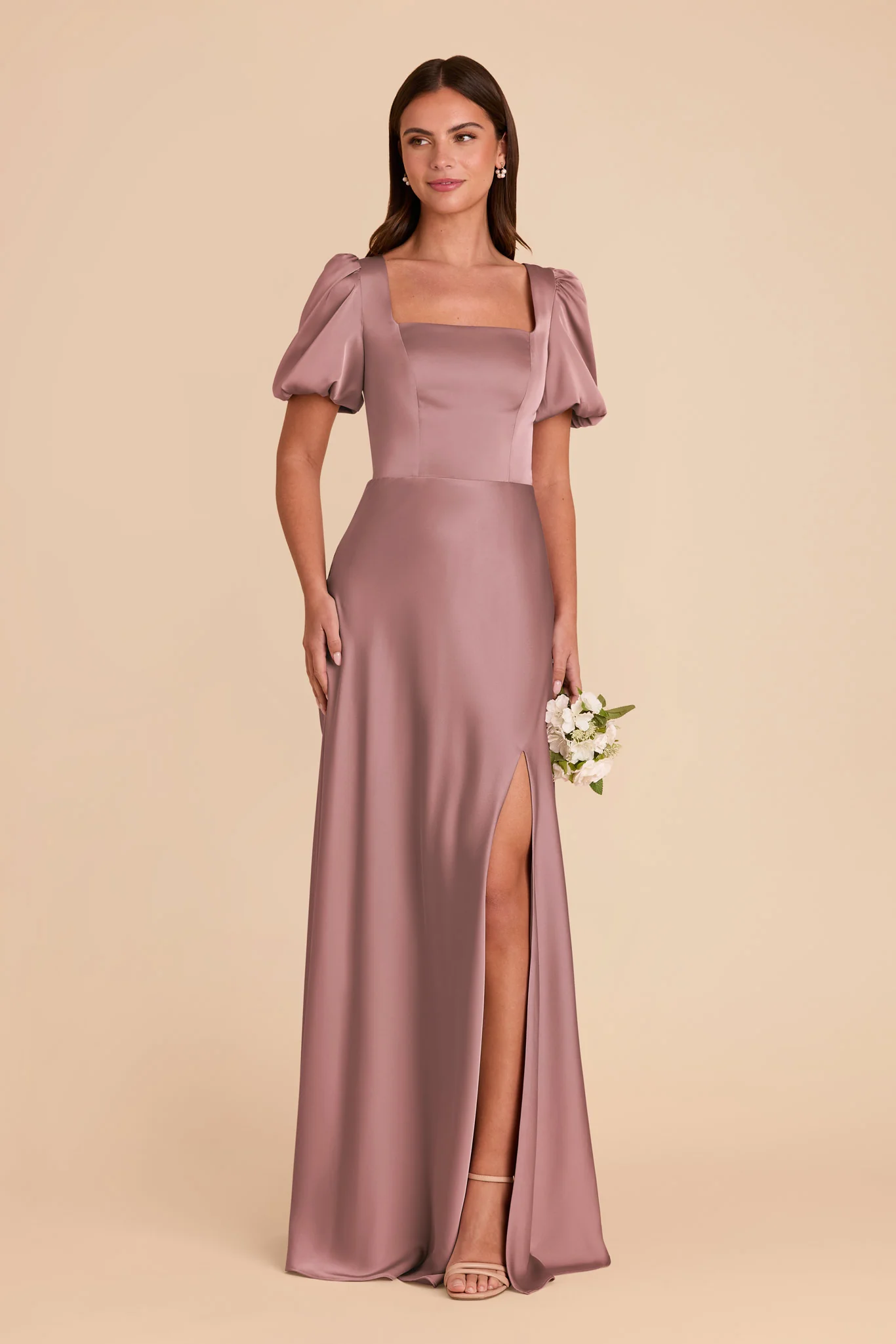 Judy Matte Satin Dress - Dark Mauve - Image 3