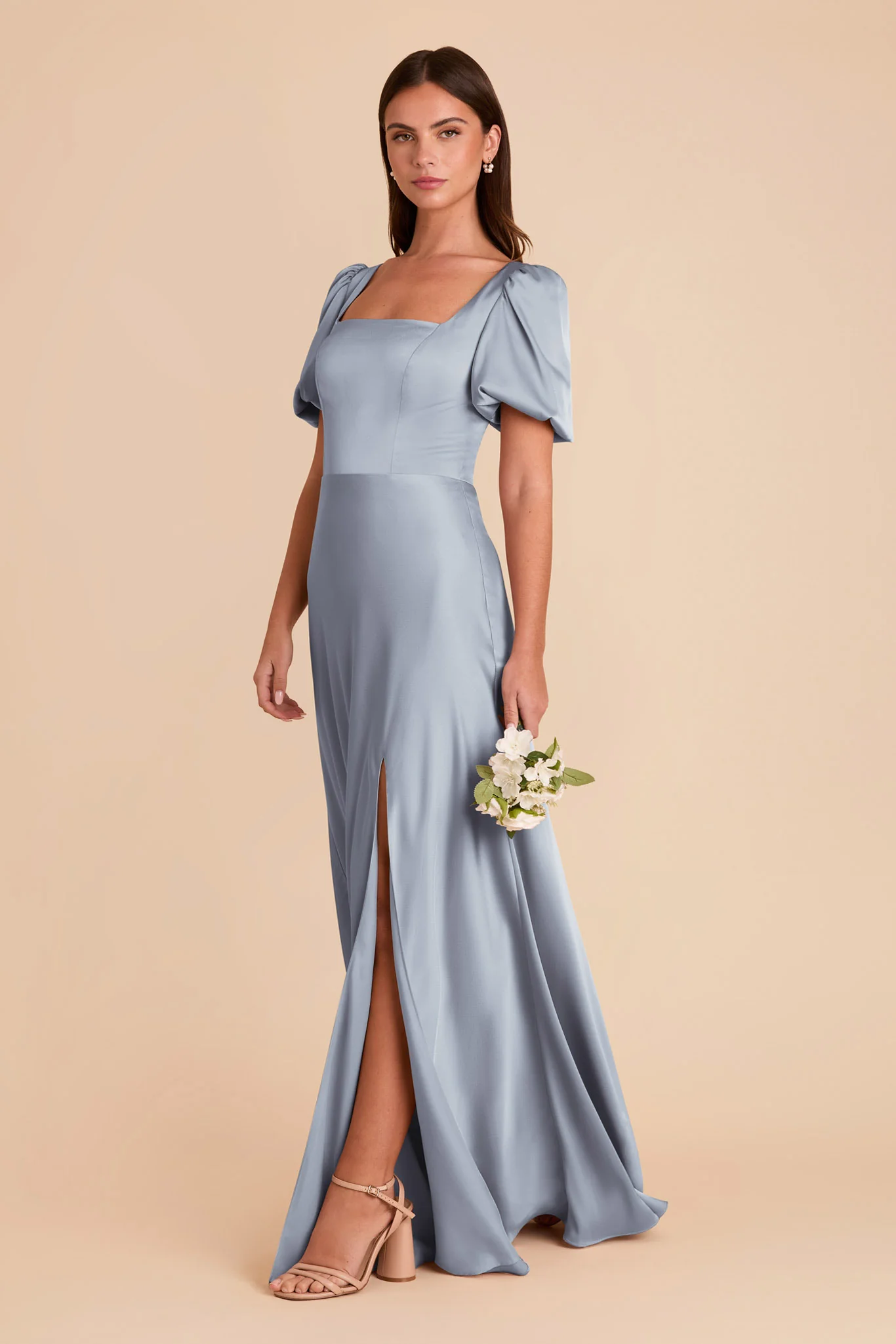 Judy Matte Satin Dress - Dusty Blue - Image 4