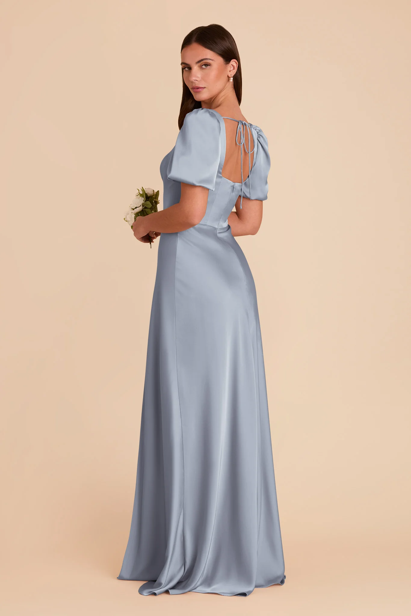 Judy Matte Satin Dress - Dusty Blue - Image 5