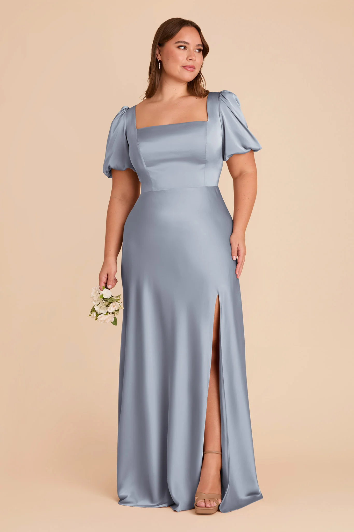 Judy Matte Satin Dress - Dusty Blue - Image 7