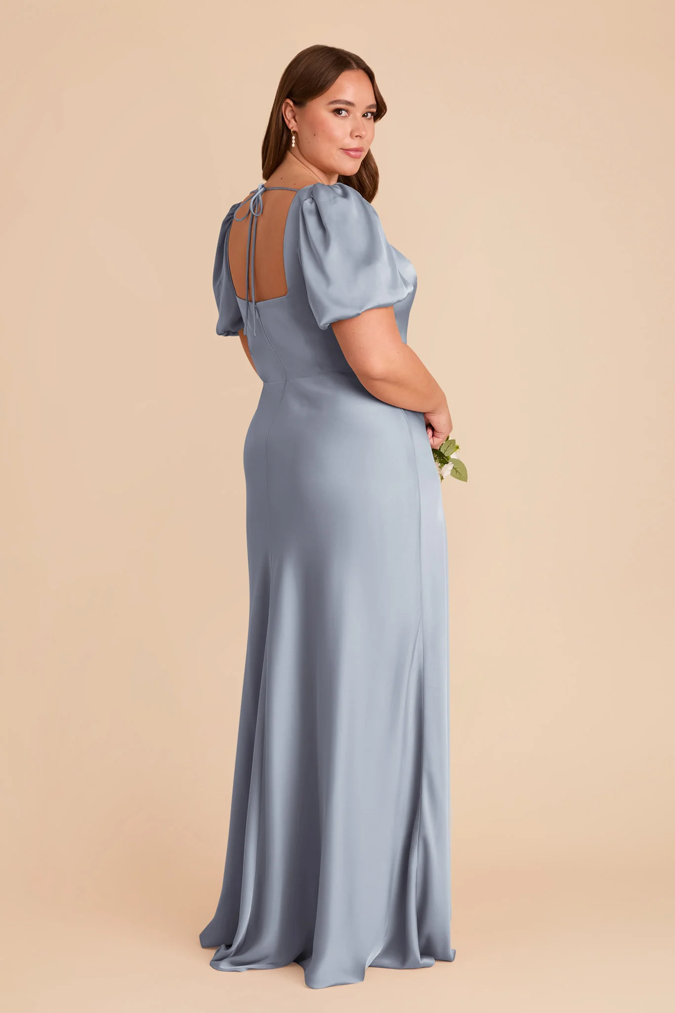 Judy Matte Satin Dress - Dusty Blue - Image 9