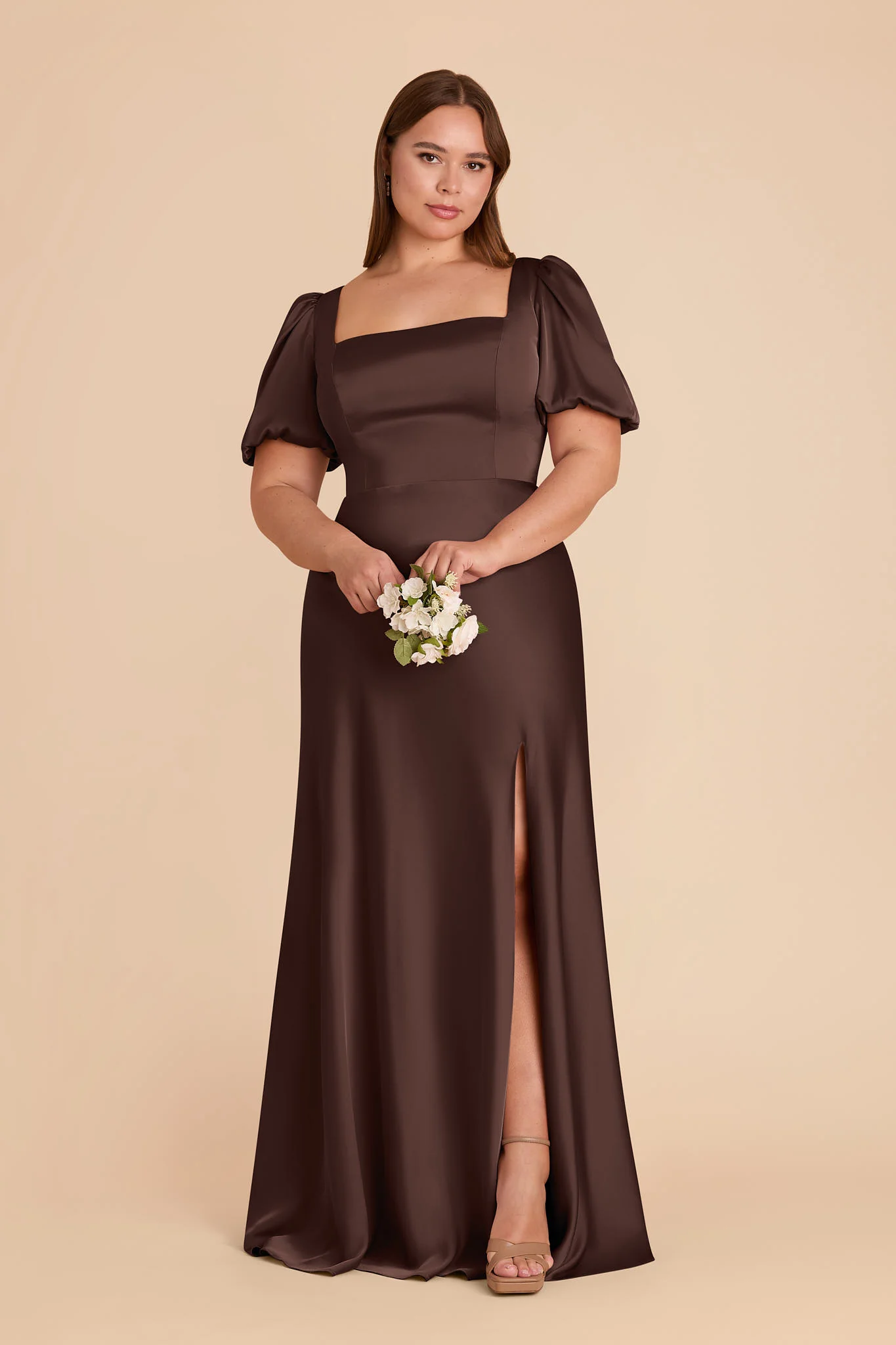 Judy Matte Satin Dress - Espresso - Image 5