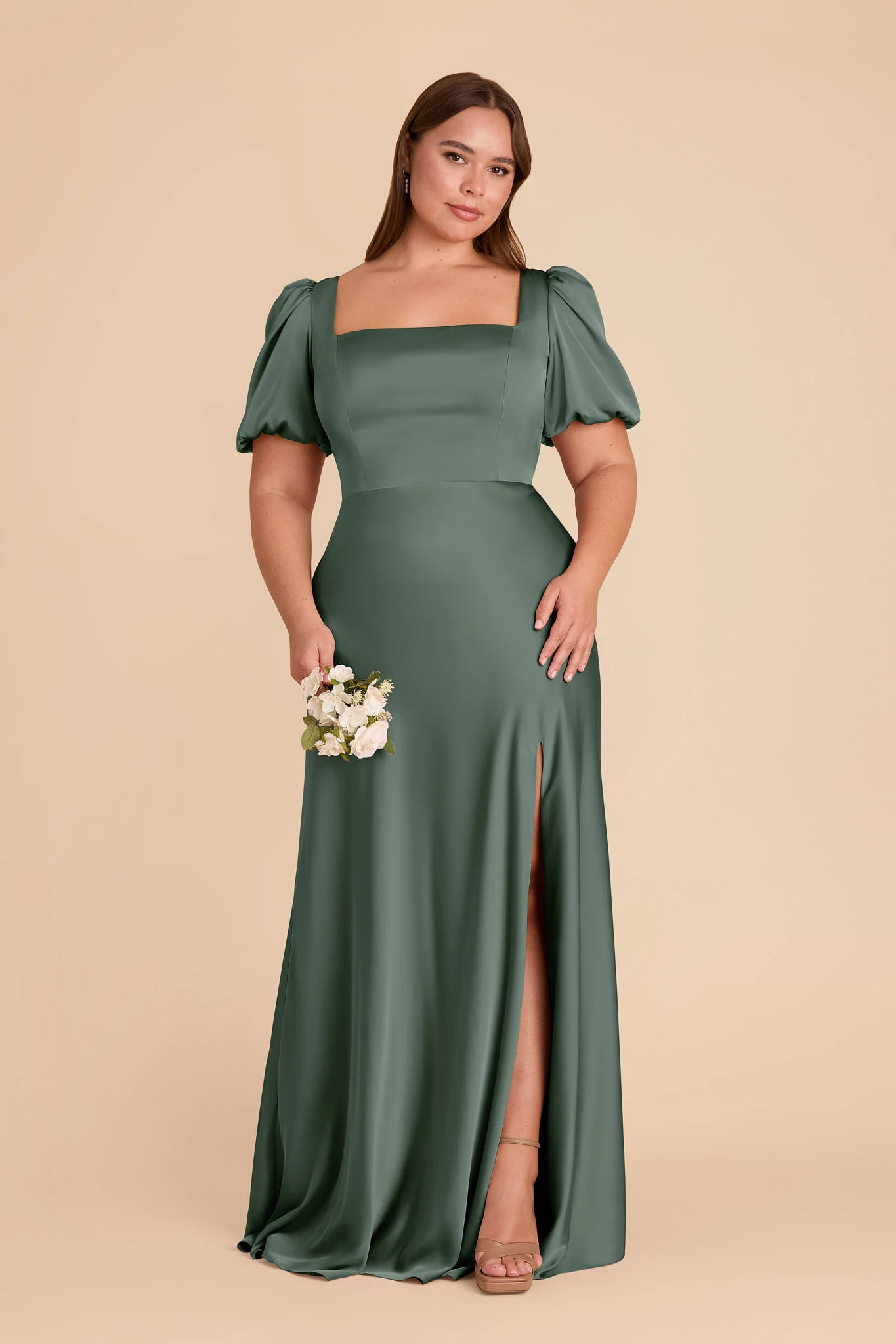 Judy Matte Satin Dress - Eucalyptus - Image 2