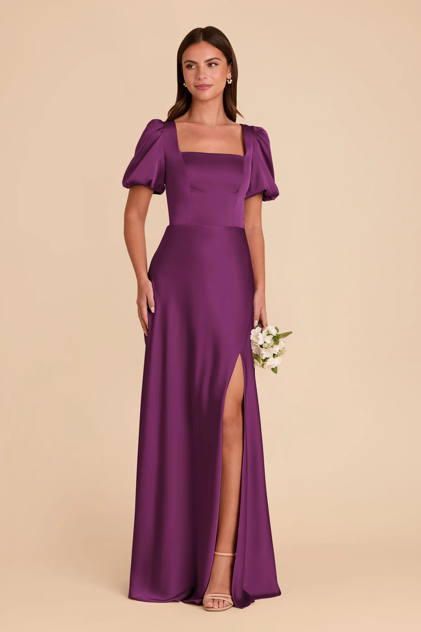 Judy Matte Satin Dress - Fig - Image 3